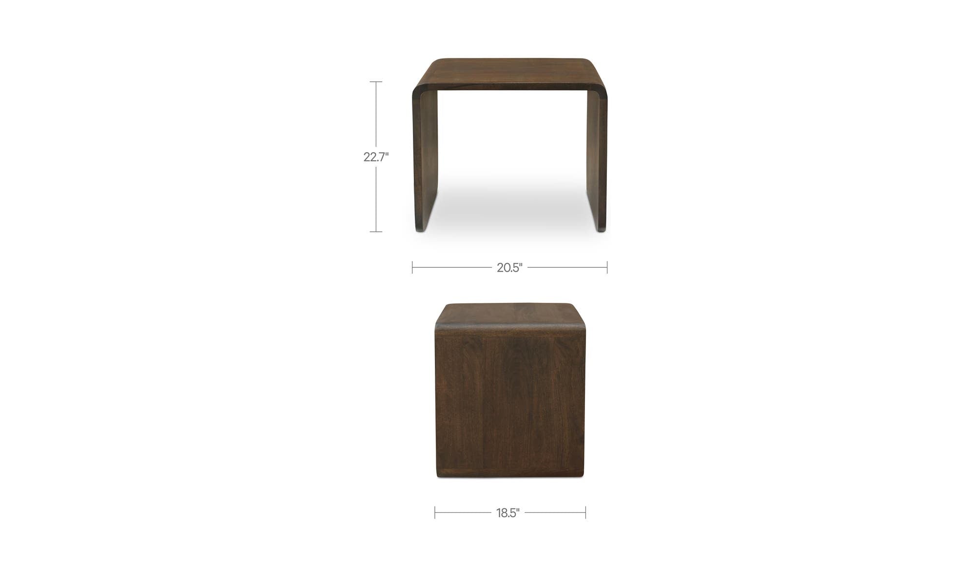 20.5" Dark Brown Mango Wood Side Table