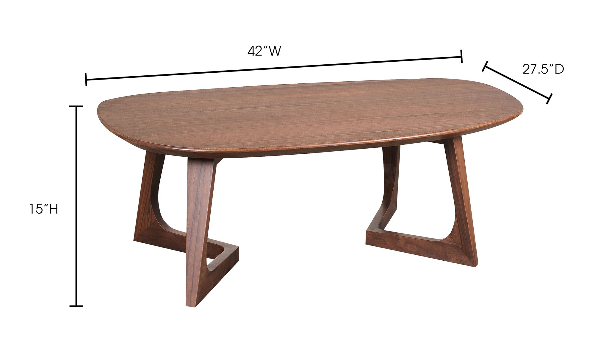 42" Brown Walnut Coffee Table