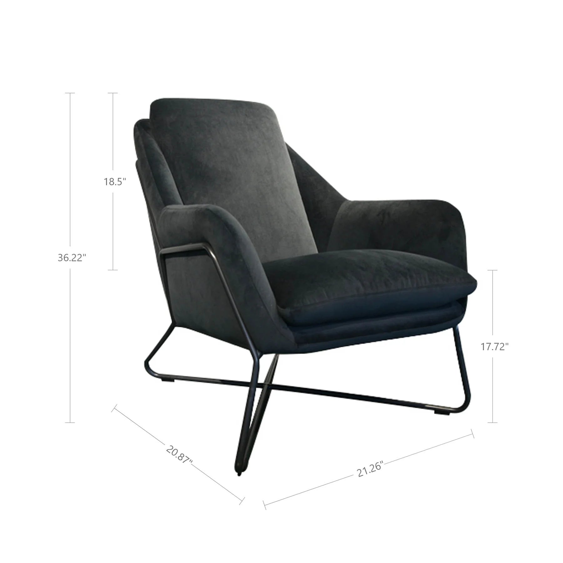 ROMEO LOUNGE CHAIR - DARK GREY VELVET