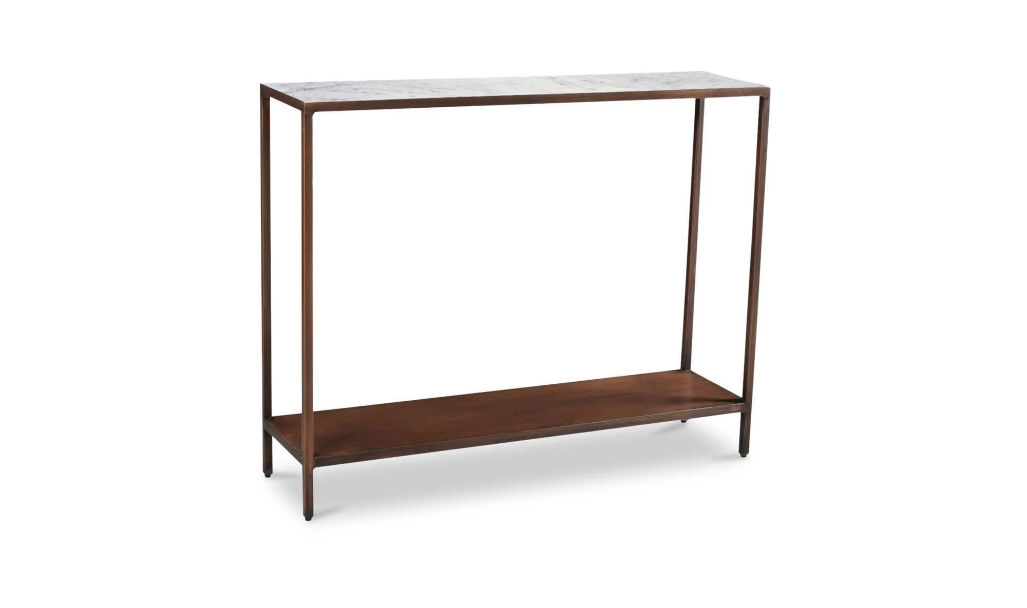 42" Antique Copper Marble Console Table