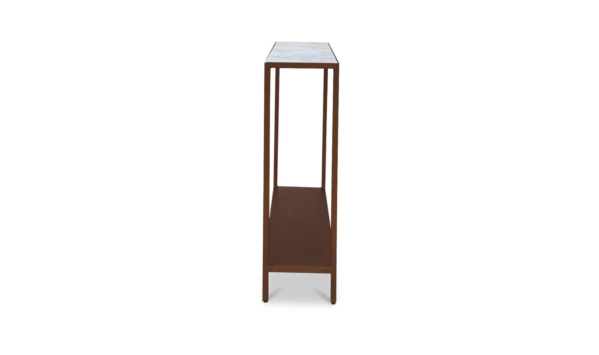42" Antique Copper Marble Console Table