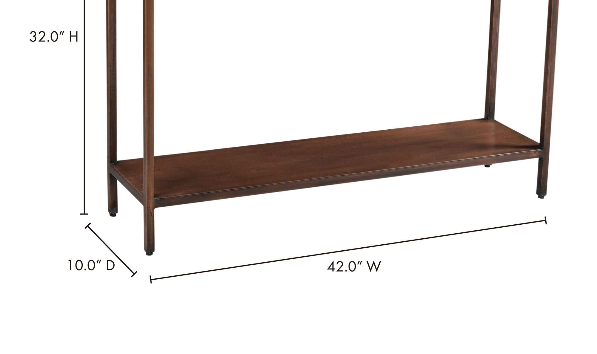 42" Antique Copper Marble Console Table