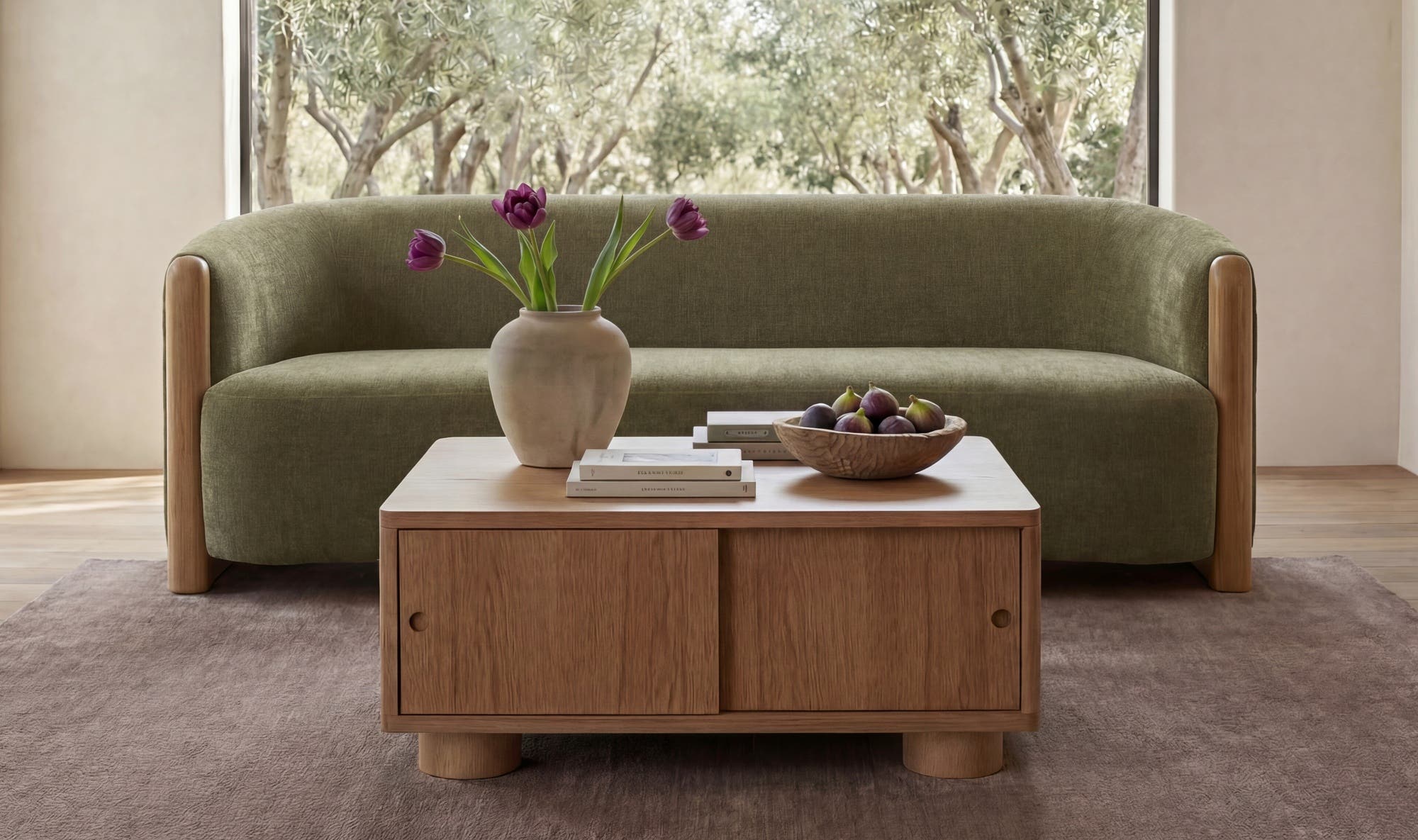 90" Olive Upholstered Sofa
