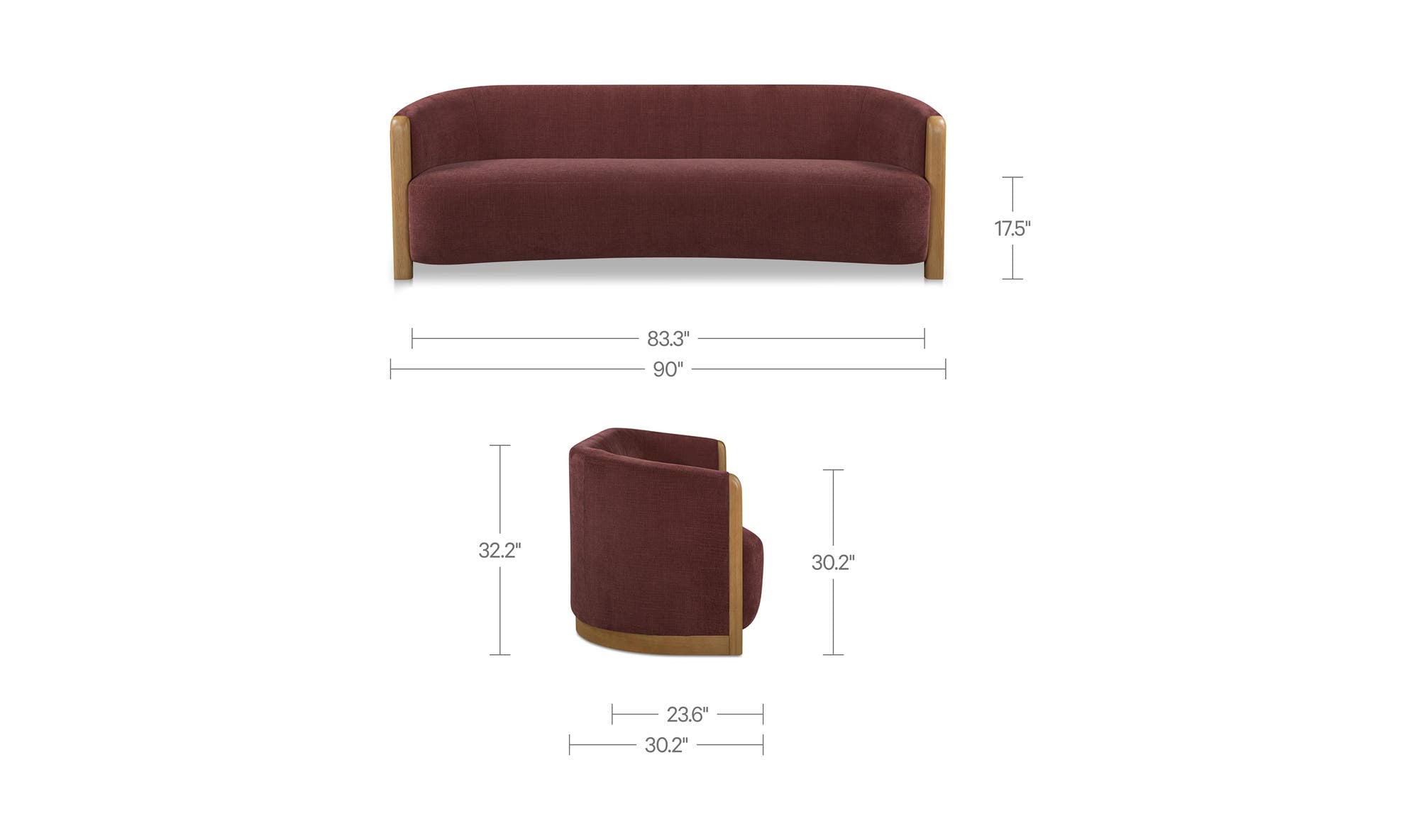 90" Berry Upholstered Sofa