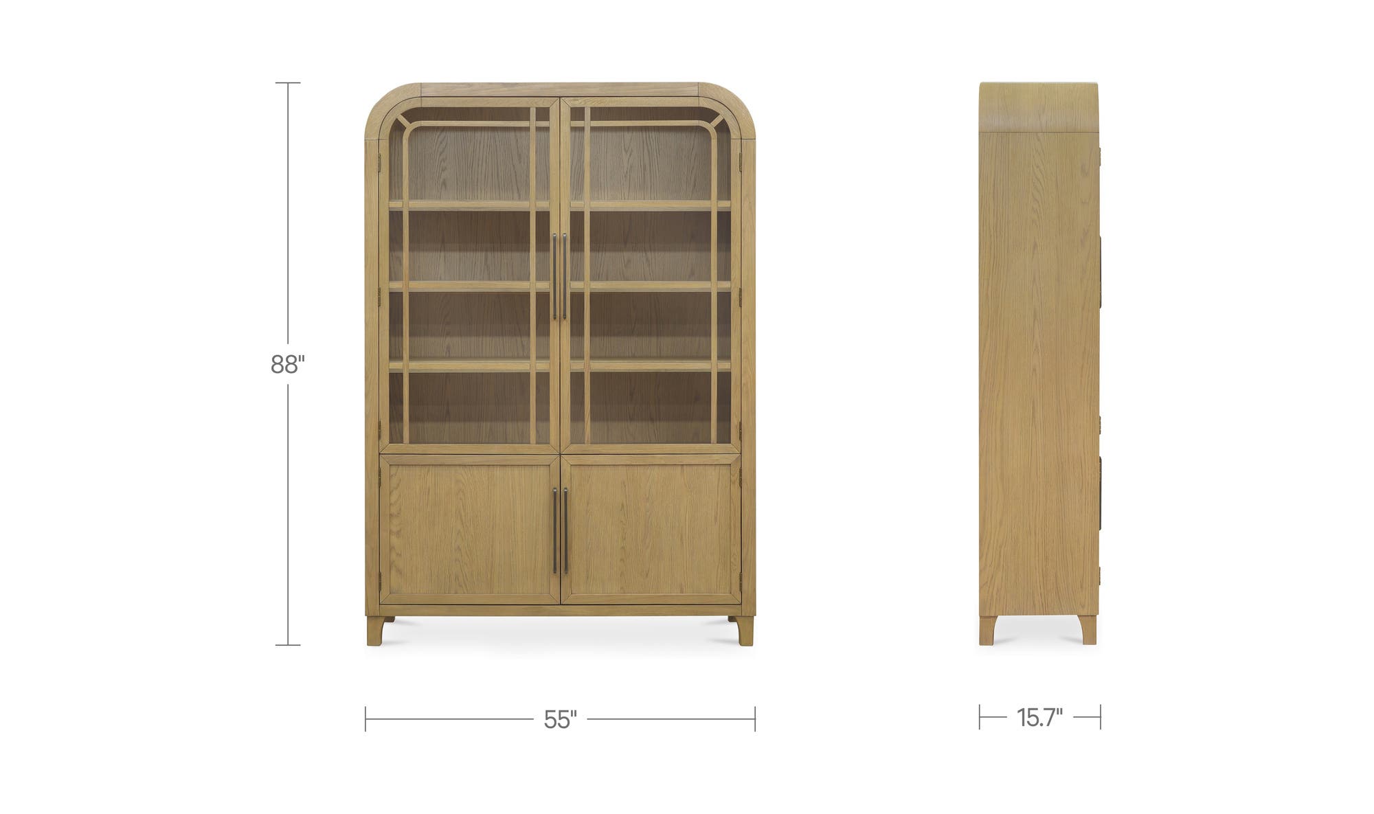 55" Natural Solid Oak Cabinet