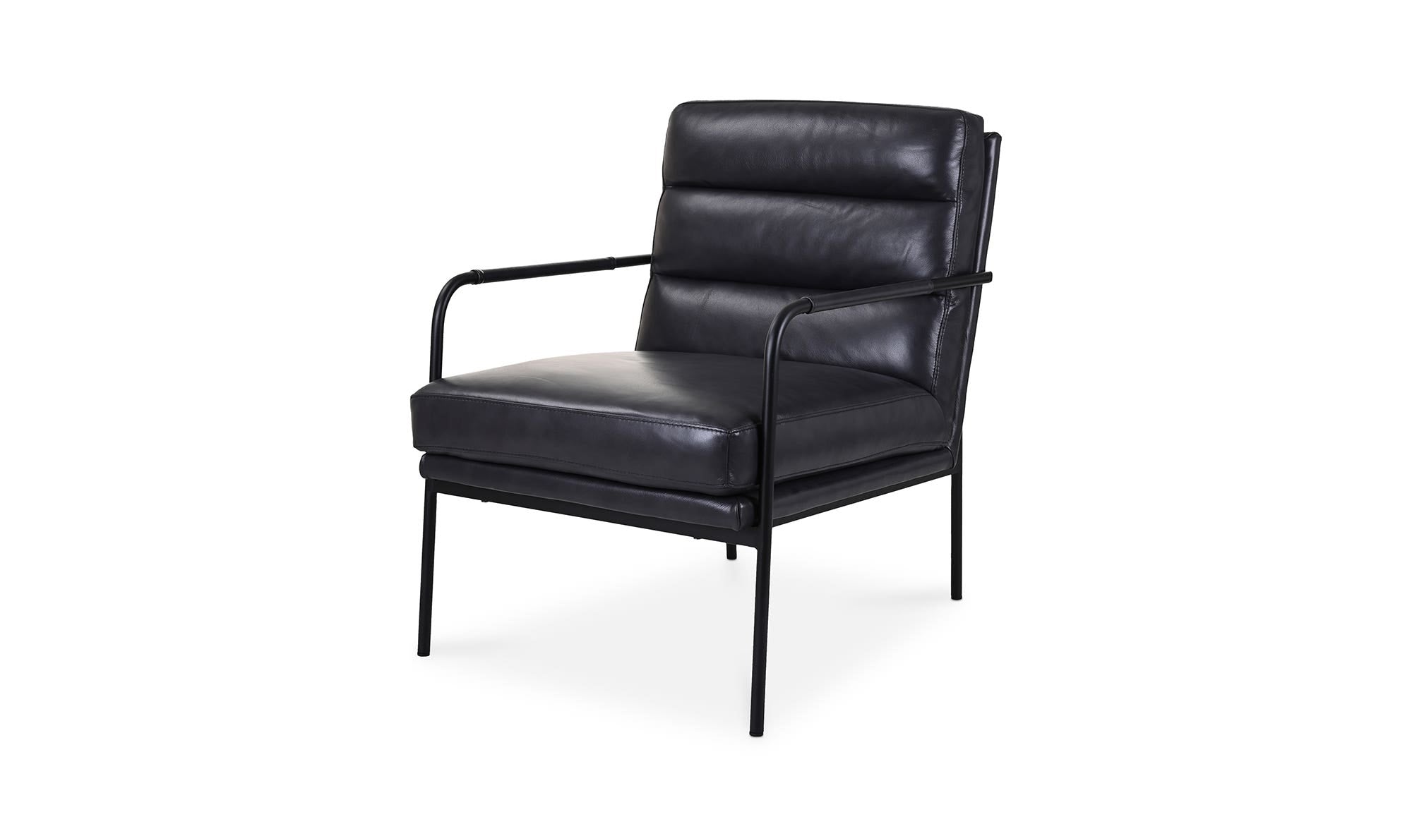 23.5" Raven Black Leather Accent Chair