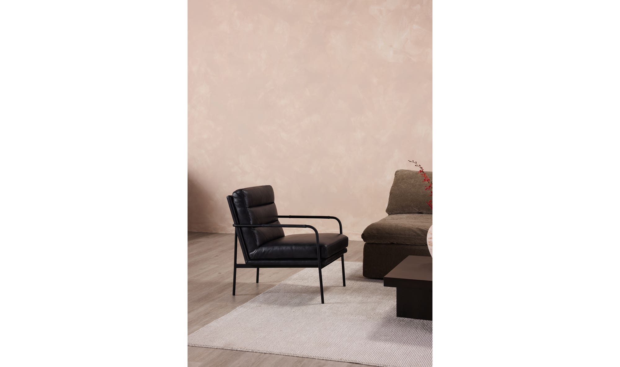 23.5" Raven Black Leather Accent Chair