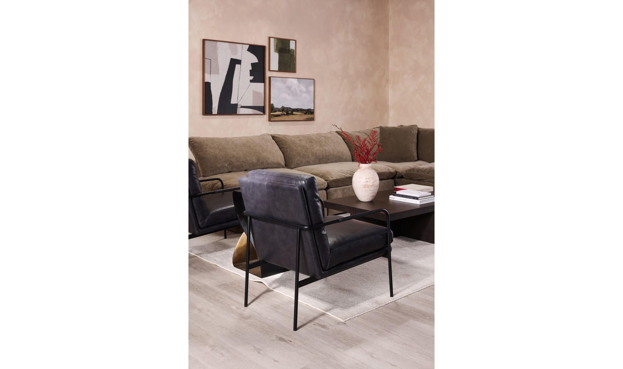 23.5" Raven Black Leather Accent Chair