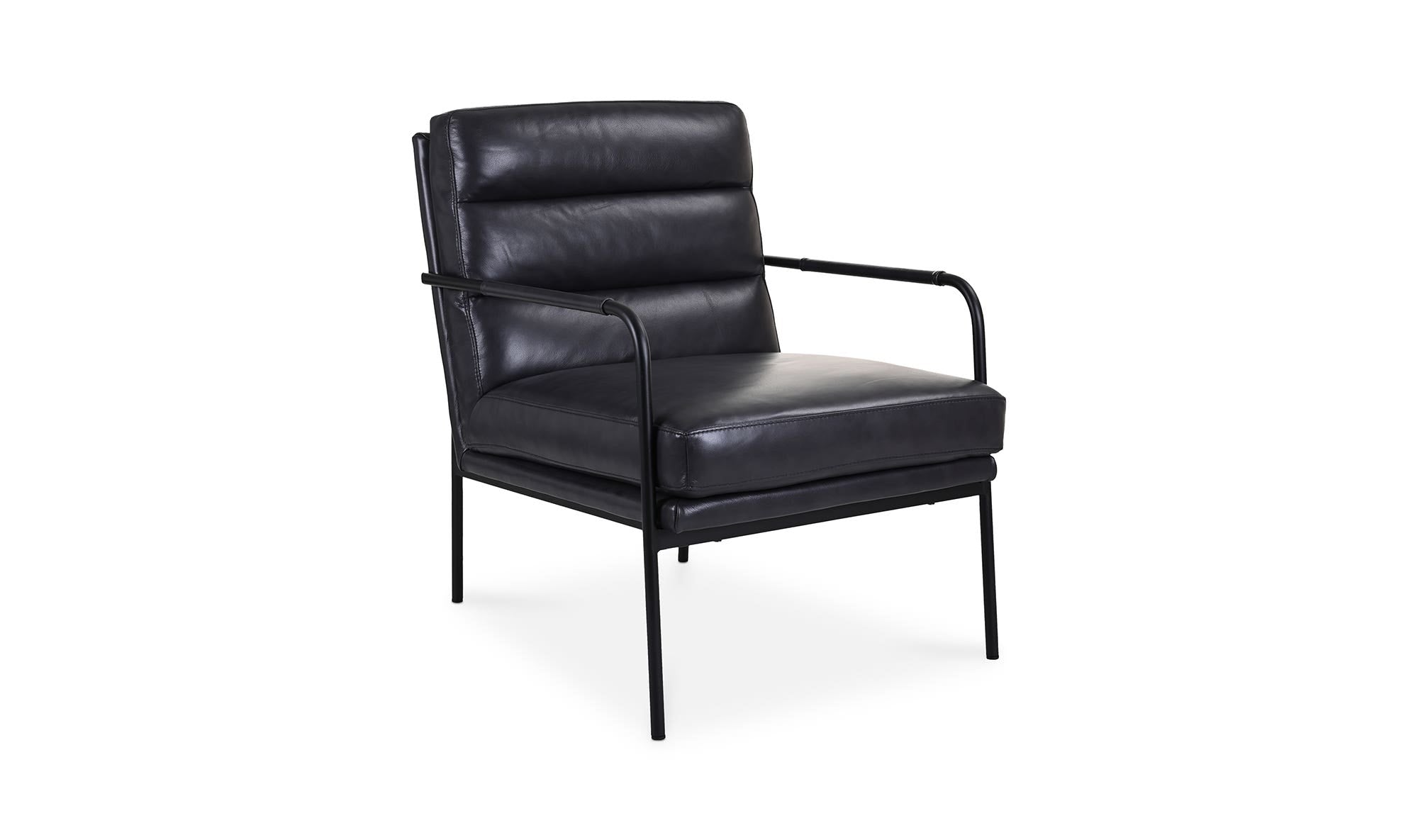 23.5" Raven Black Leather Accent Chair