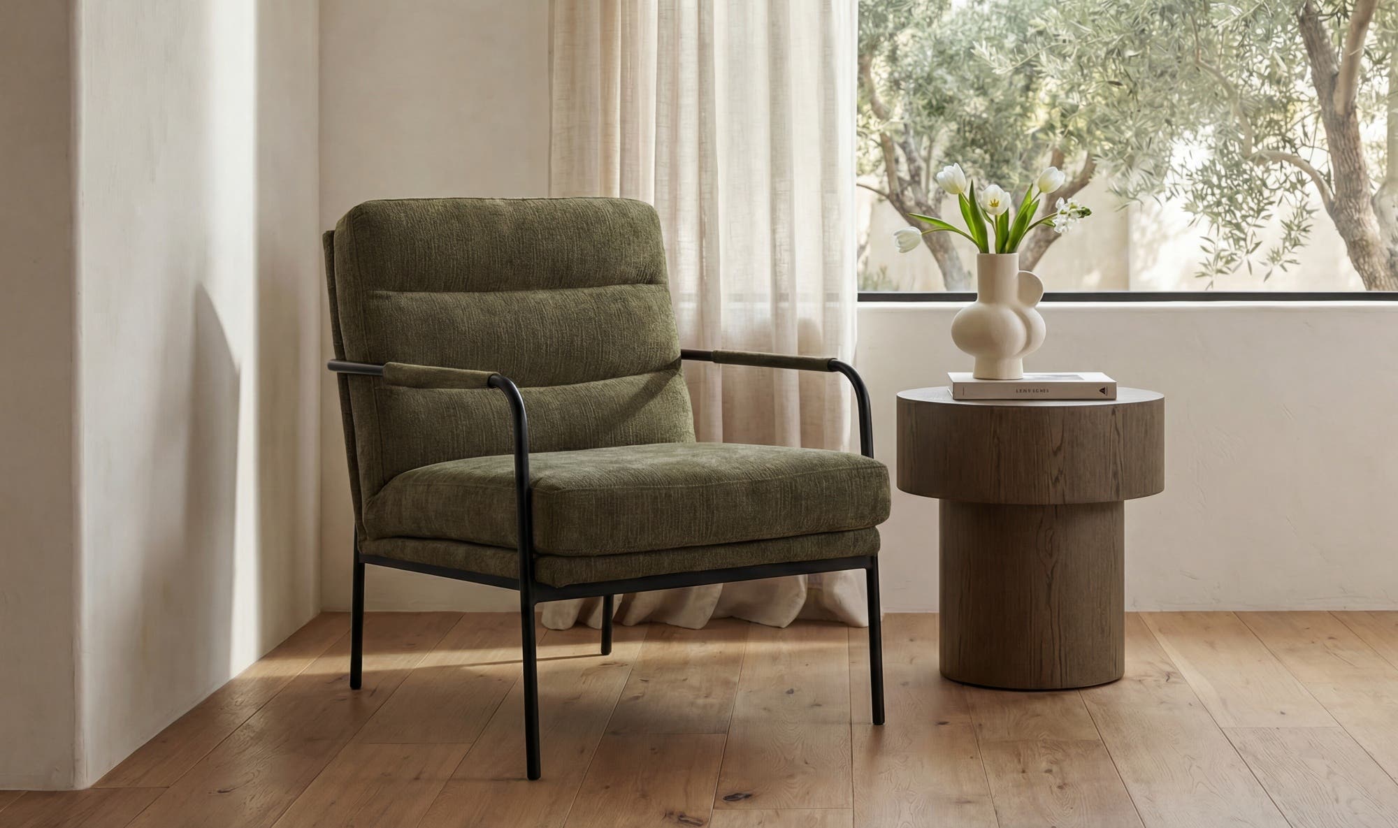 23.5" Olive Upholstered Accent Chair