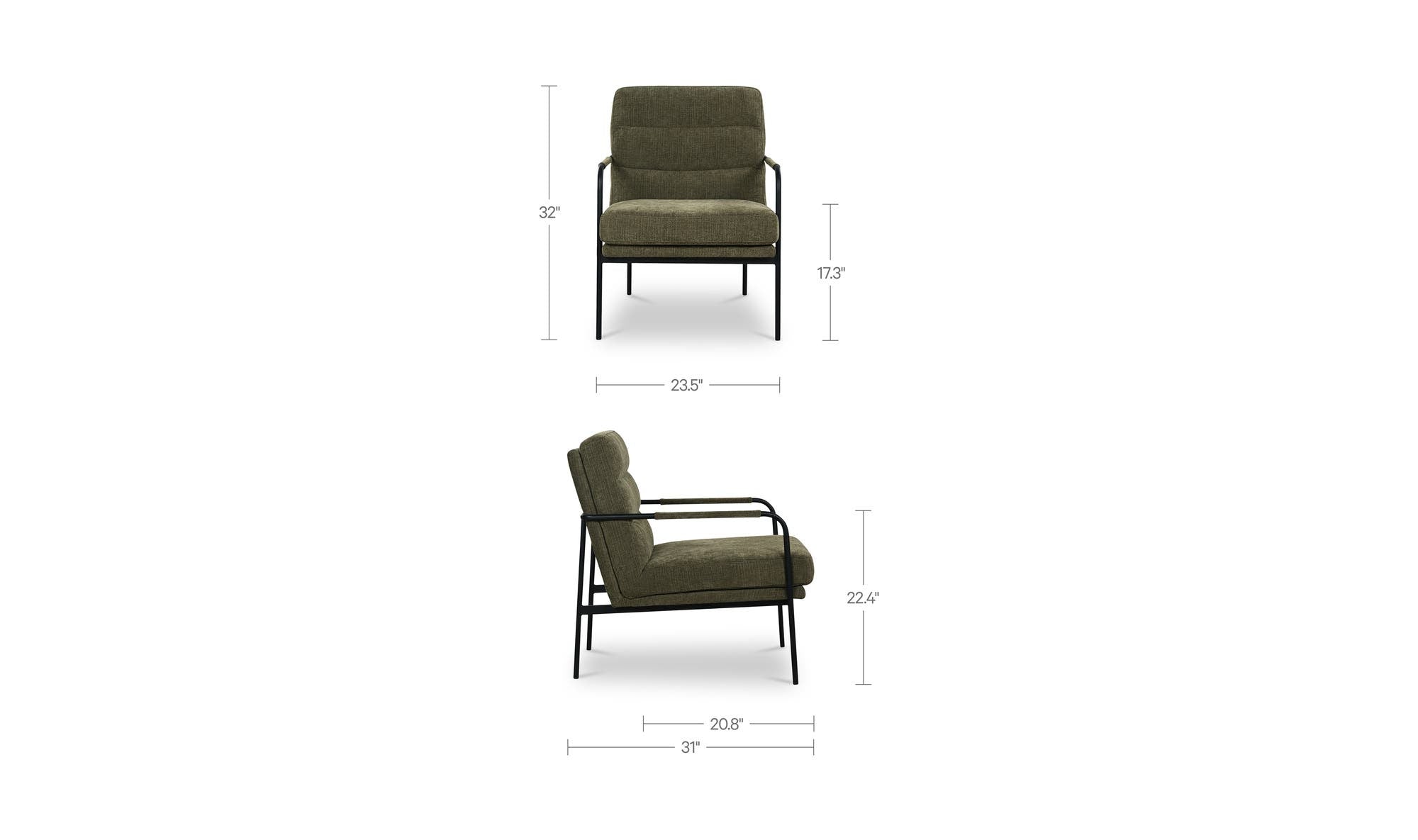 23.5" Olive Upholstered Accent Chair