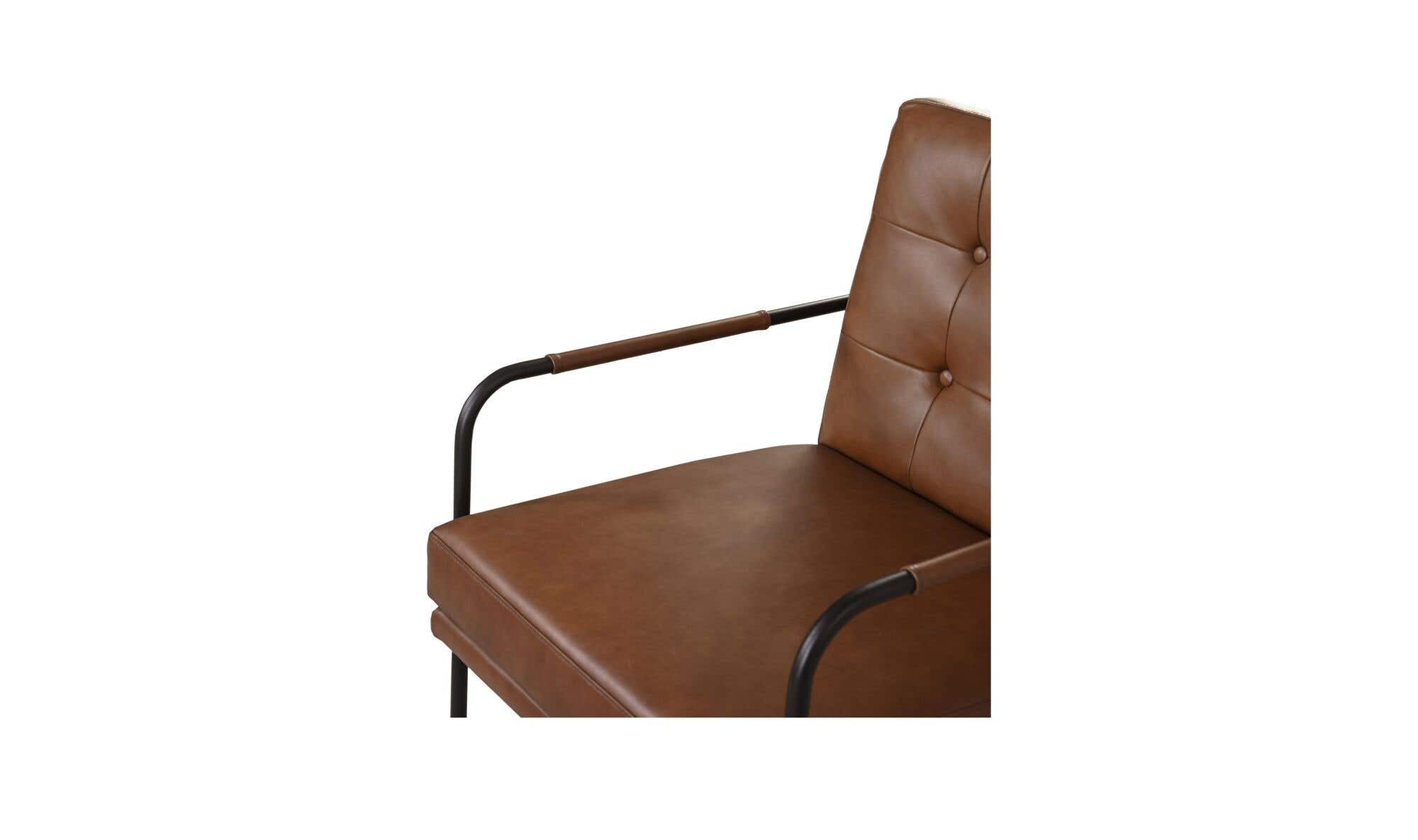 23.62" Brown Leather Accent Chair