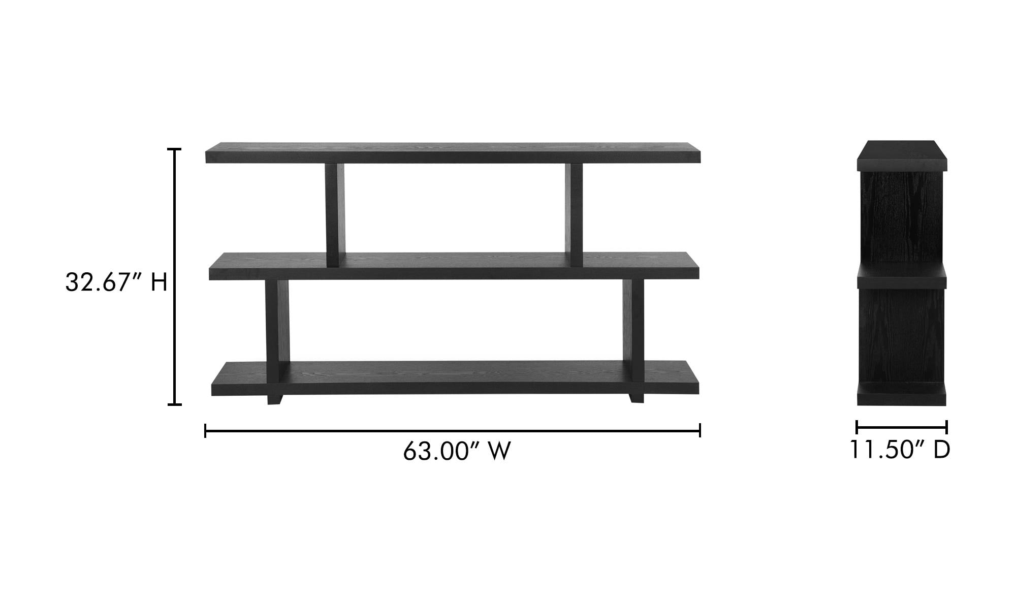 63" Black Small Shelving Unit