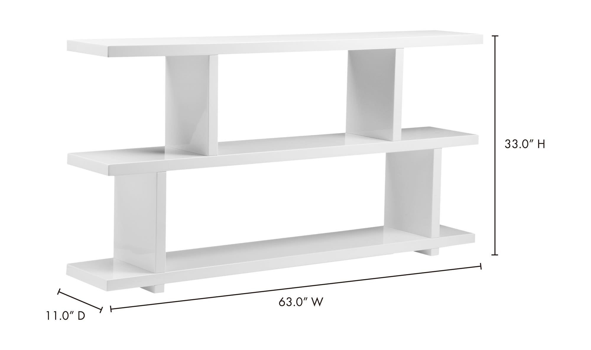 63" White Small Shelving Unit