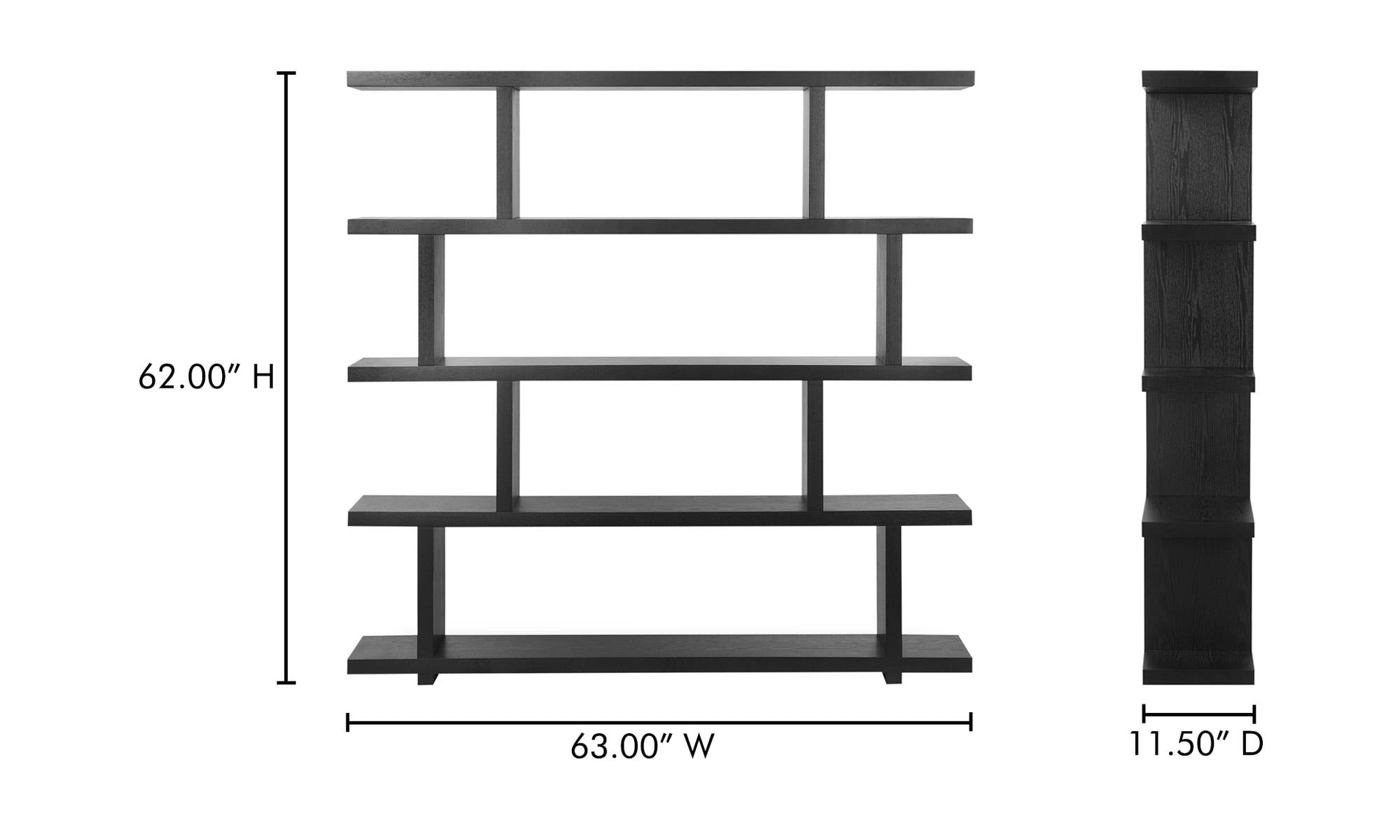 63" Black Large Shelving Unit