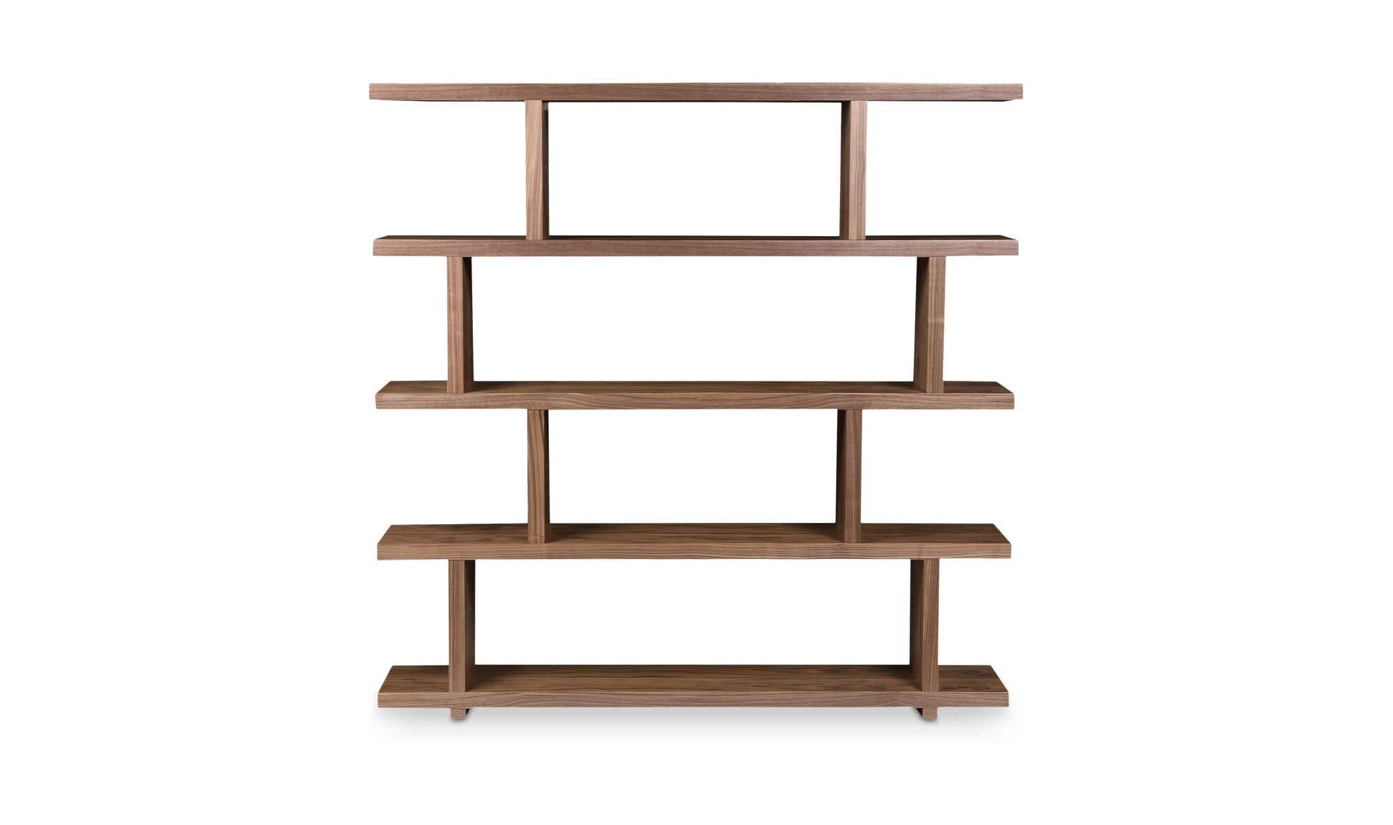 63" Brown Walnut Large Shelving Unit