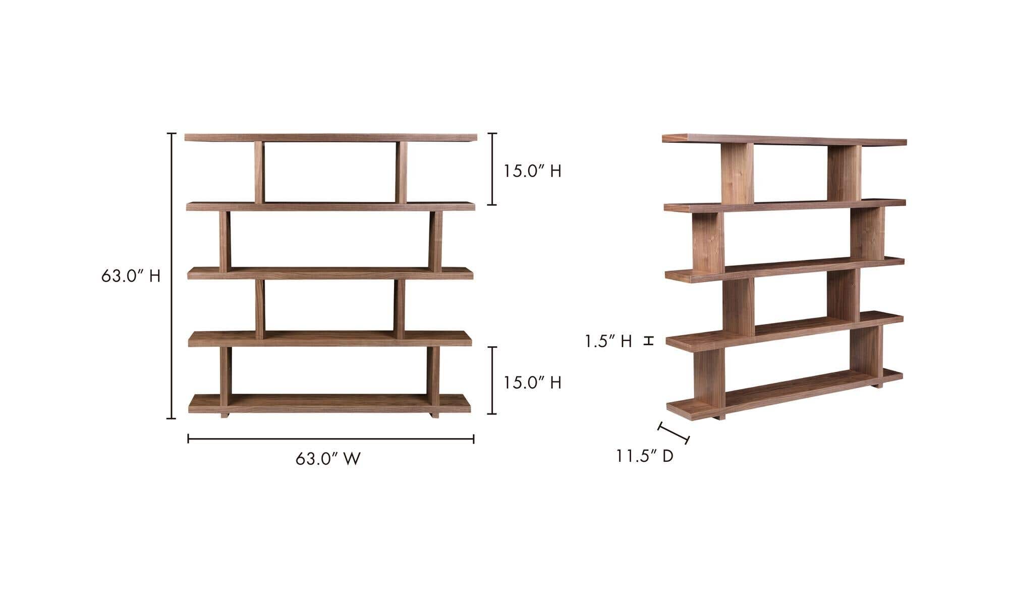 63" Brown Walnut Large Shelving Unit