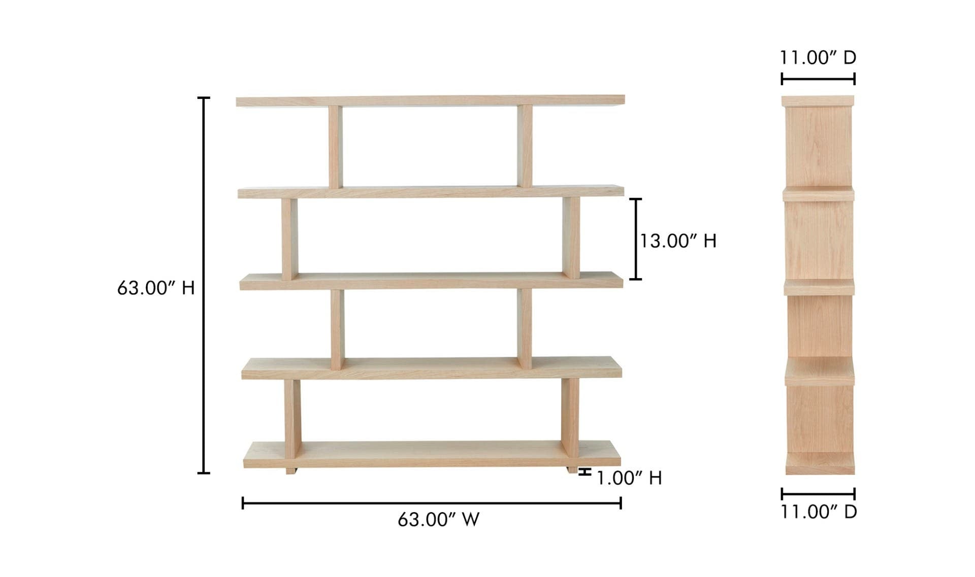 63" Oak Large Shelving Unit