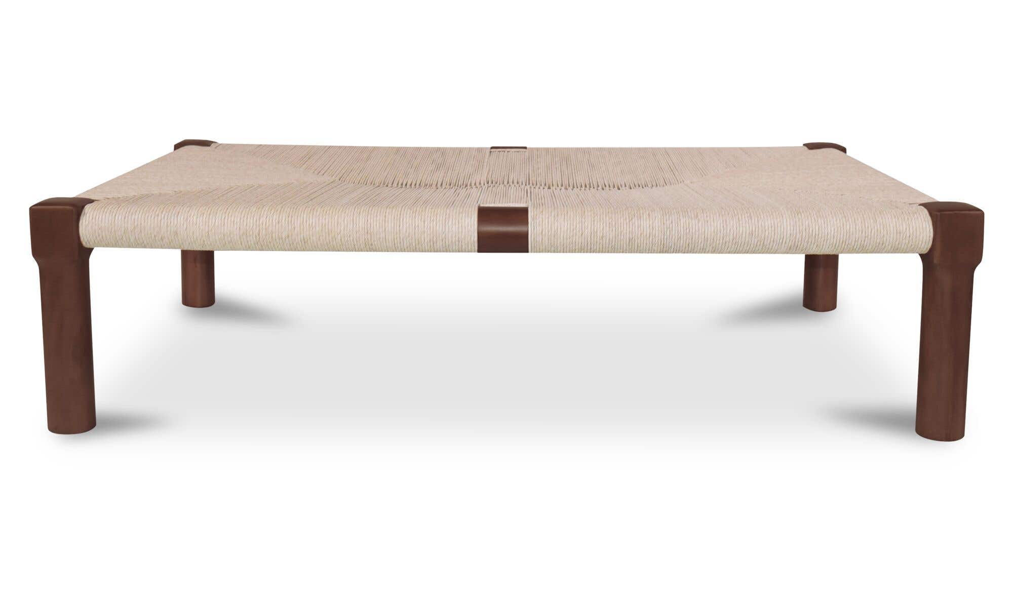 56" Dark Brown Teak Coffee Table