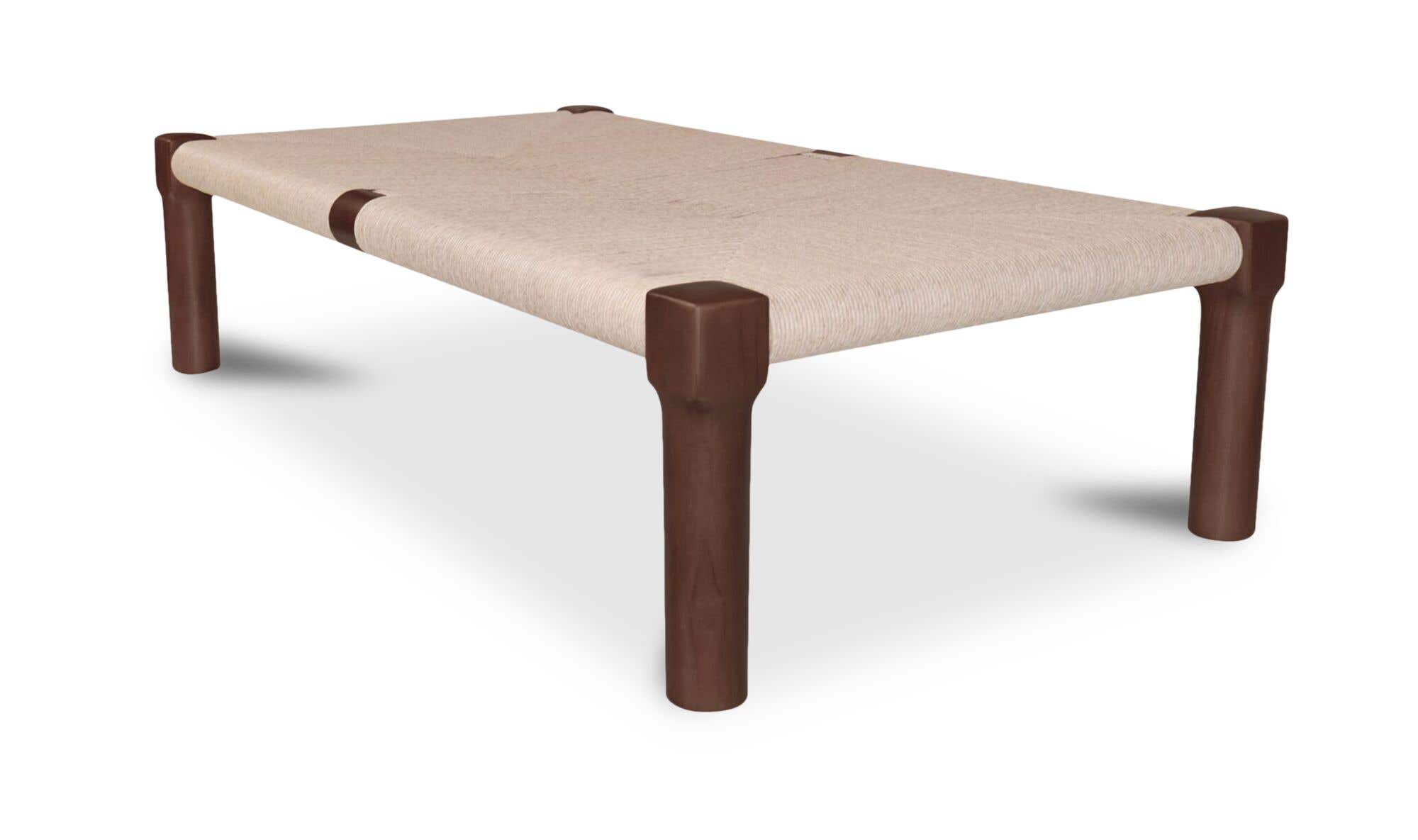 56" Dark Brown Teak Coffee Table