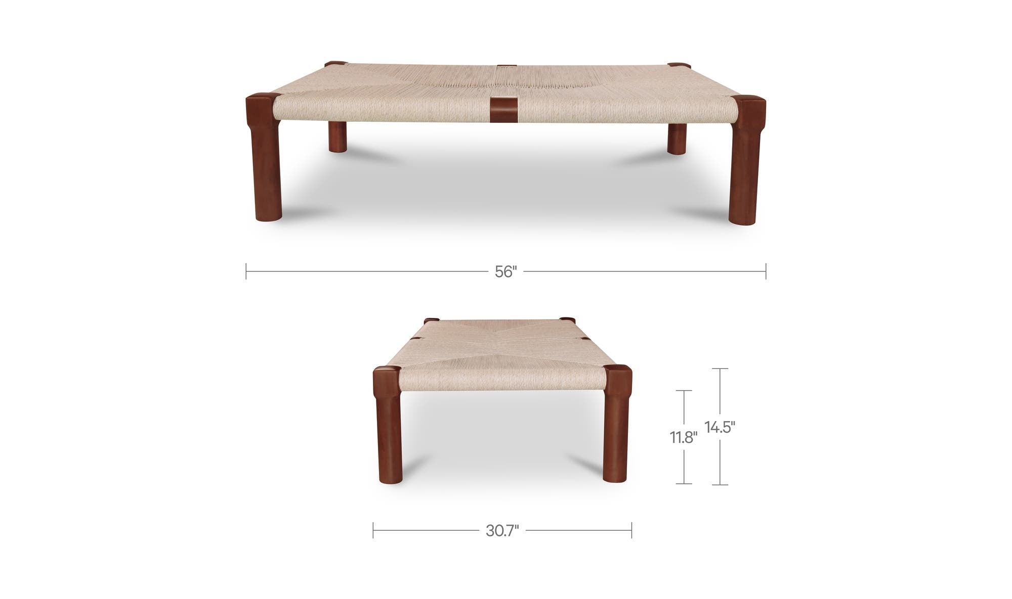 56" Dark Brown Teak Coffee Table