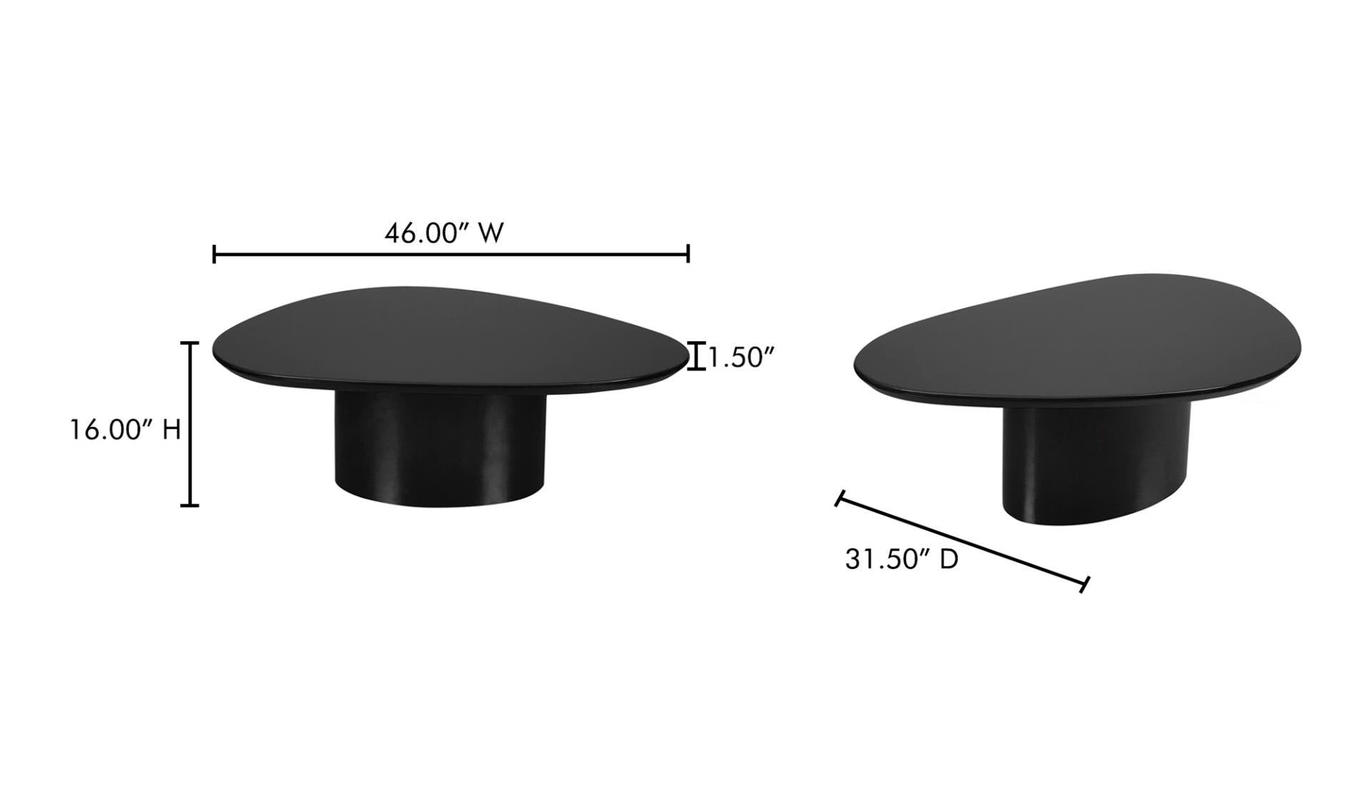 46" Black Coffee Table