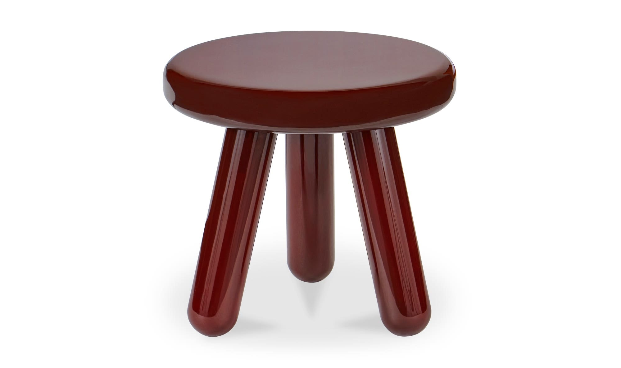 19" Deep Red Lacquer Rubberwood Side Table