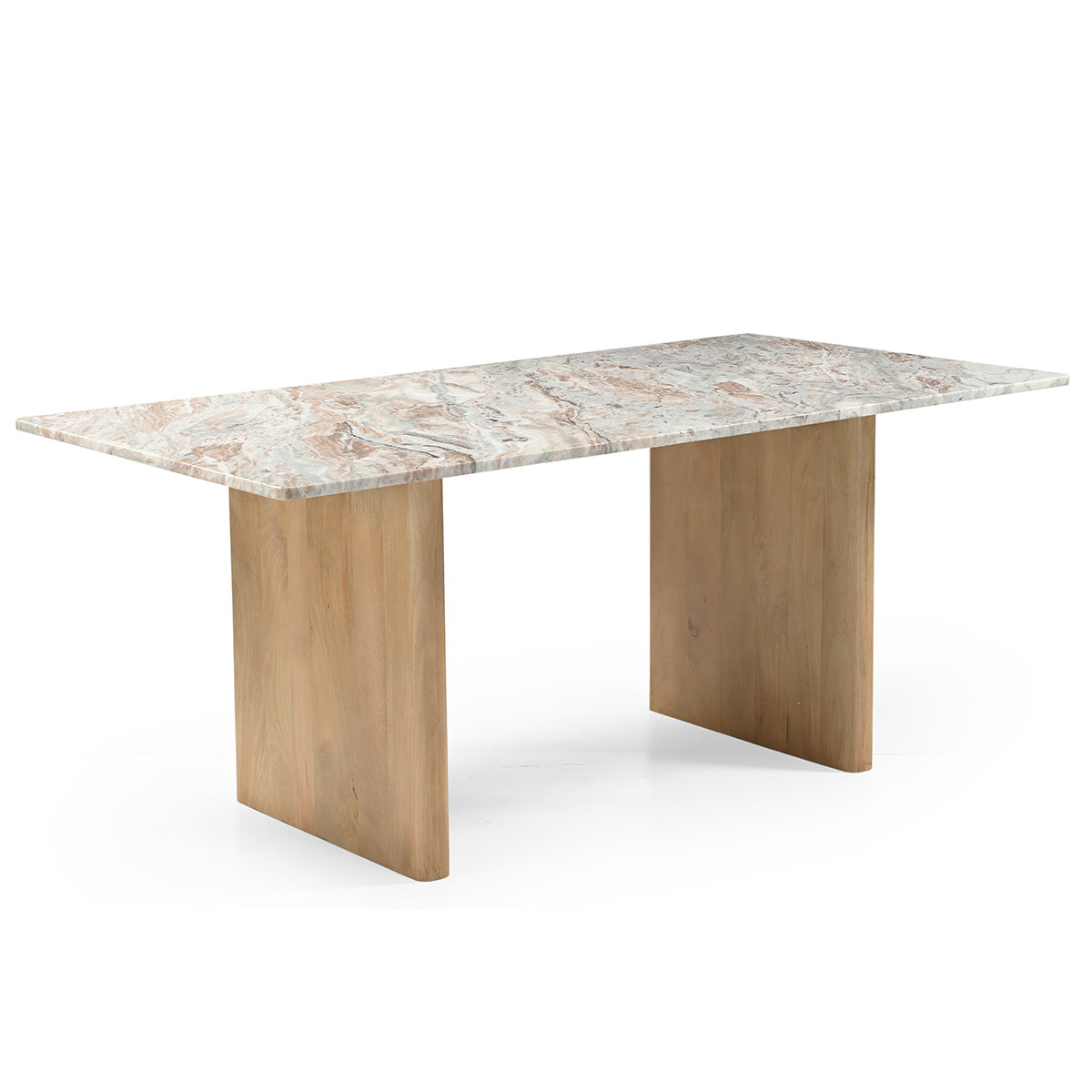 76" Toronto Marble and Light Mango Dining Table