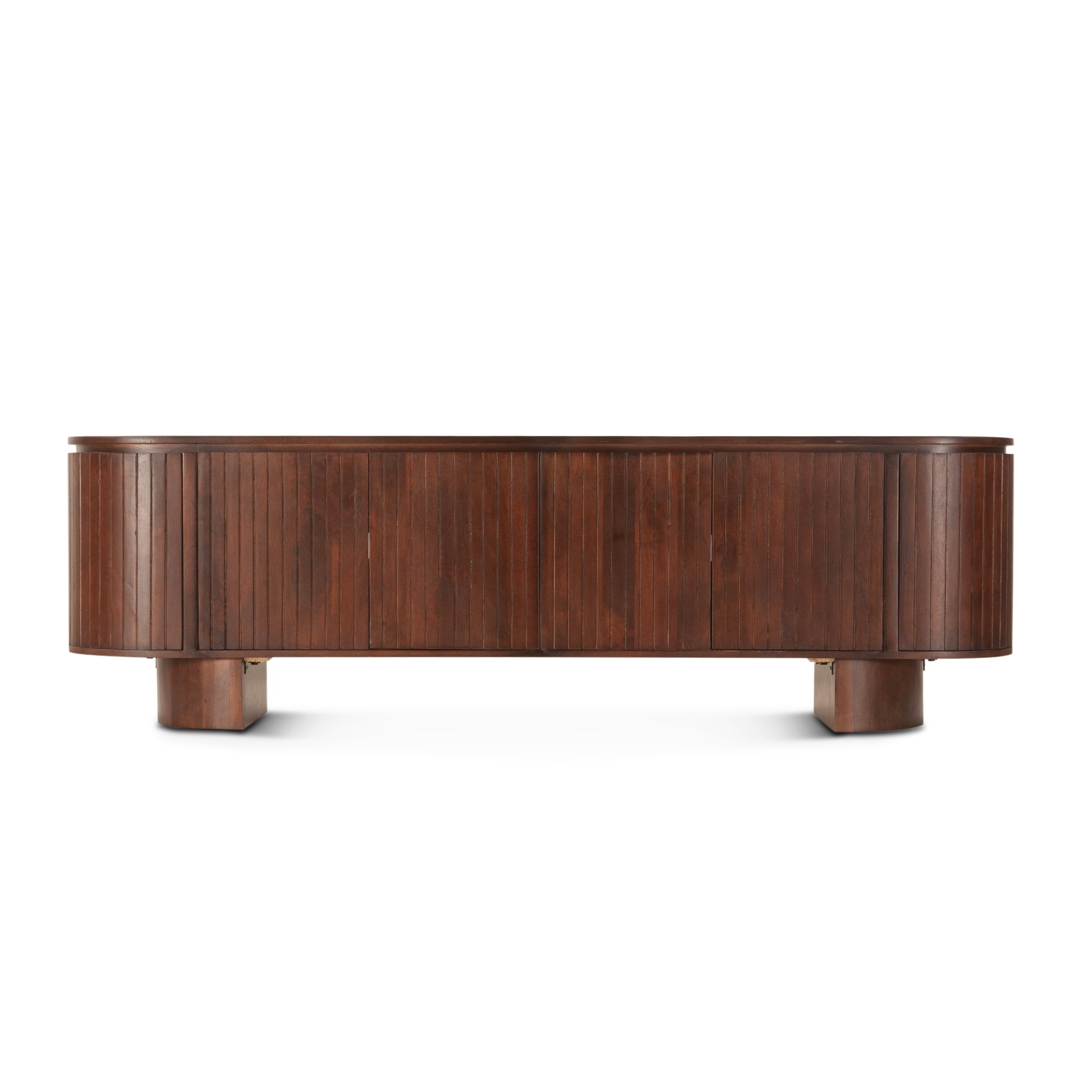 79" Aged Mahogany Mango Wood Media Cabinet