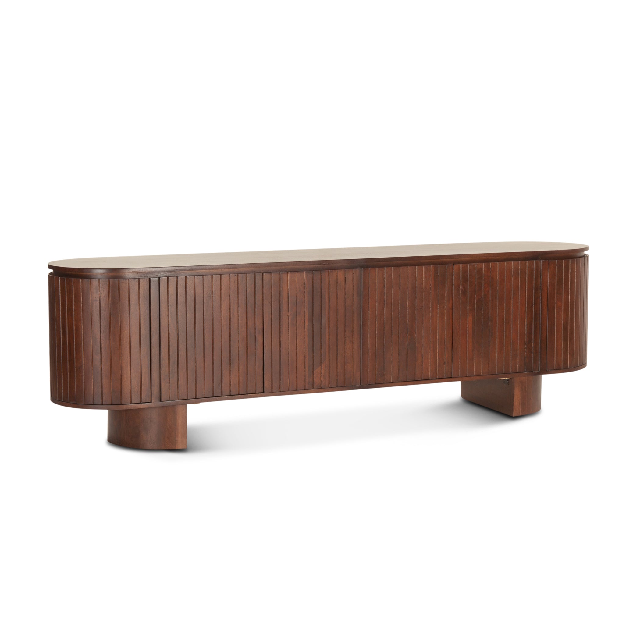 79" Aged Mahogany Mango Wood Media Cabinet