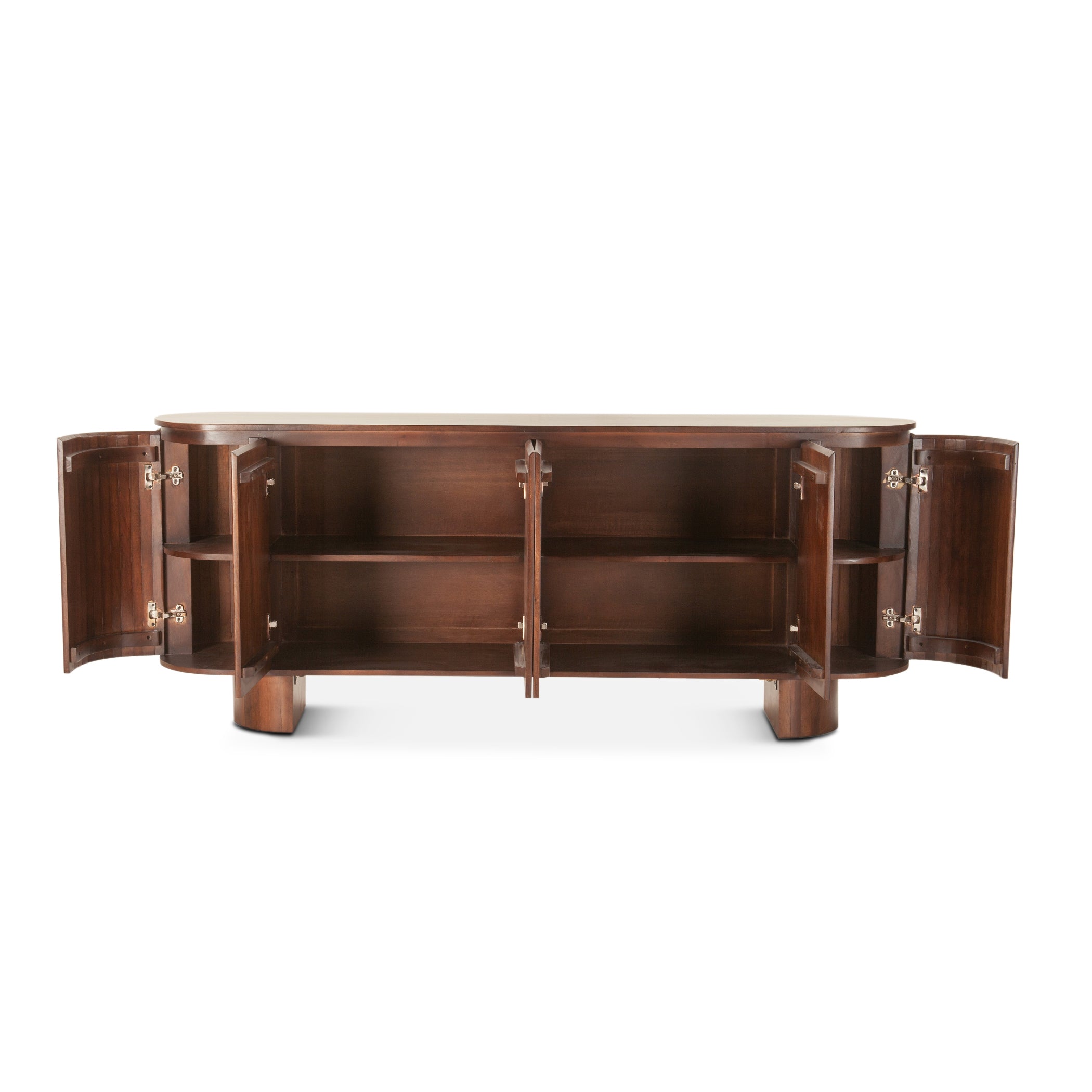 79" Aged Mahogany Fluted Wood Sideboard