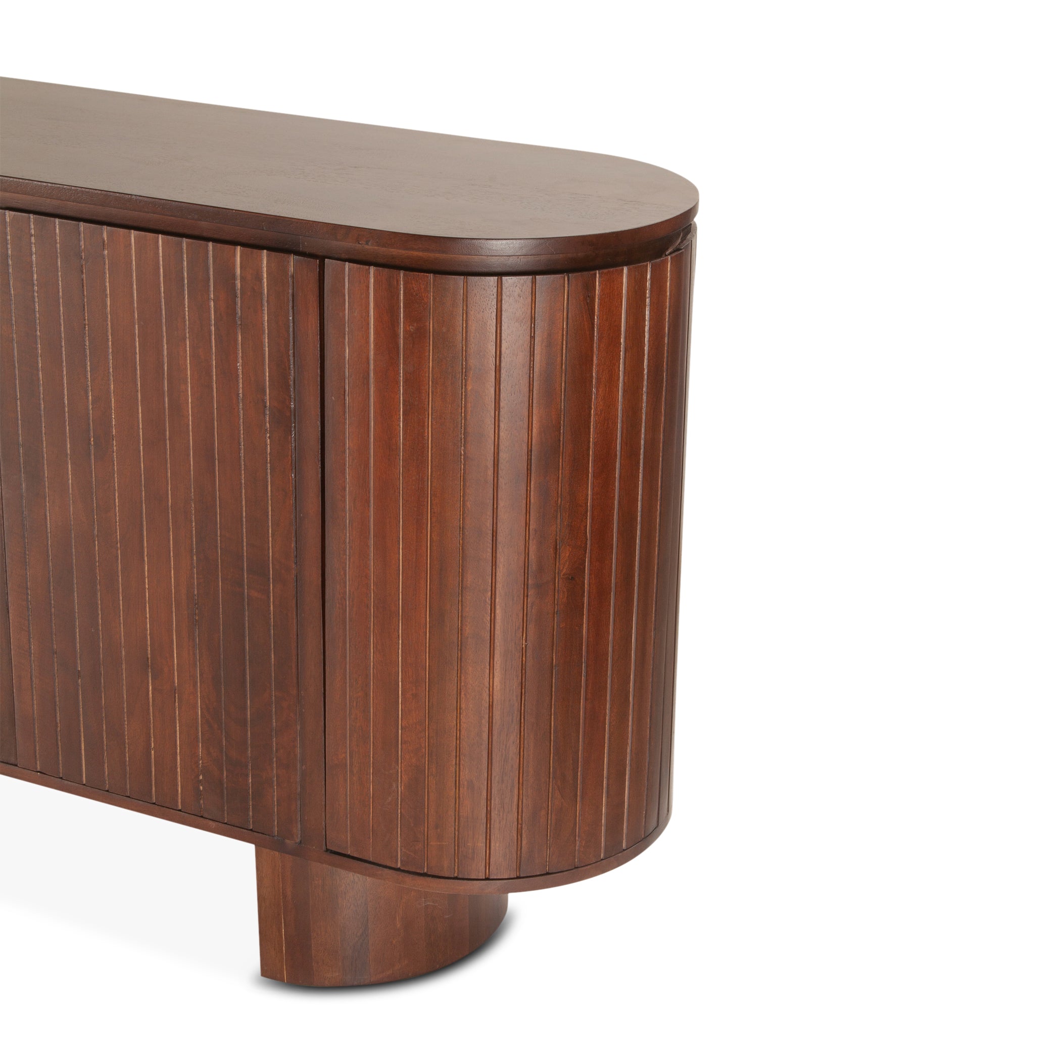 79" Aged Mahogany Fluted Wood Sideboard