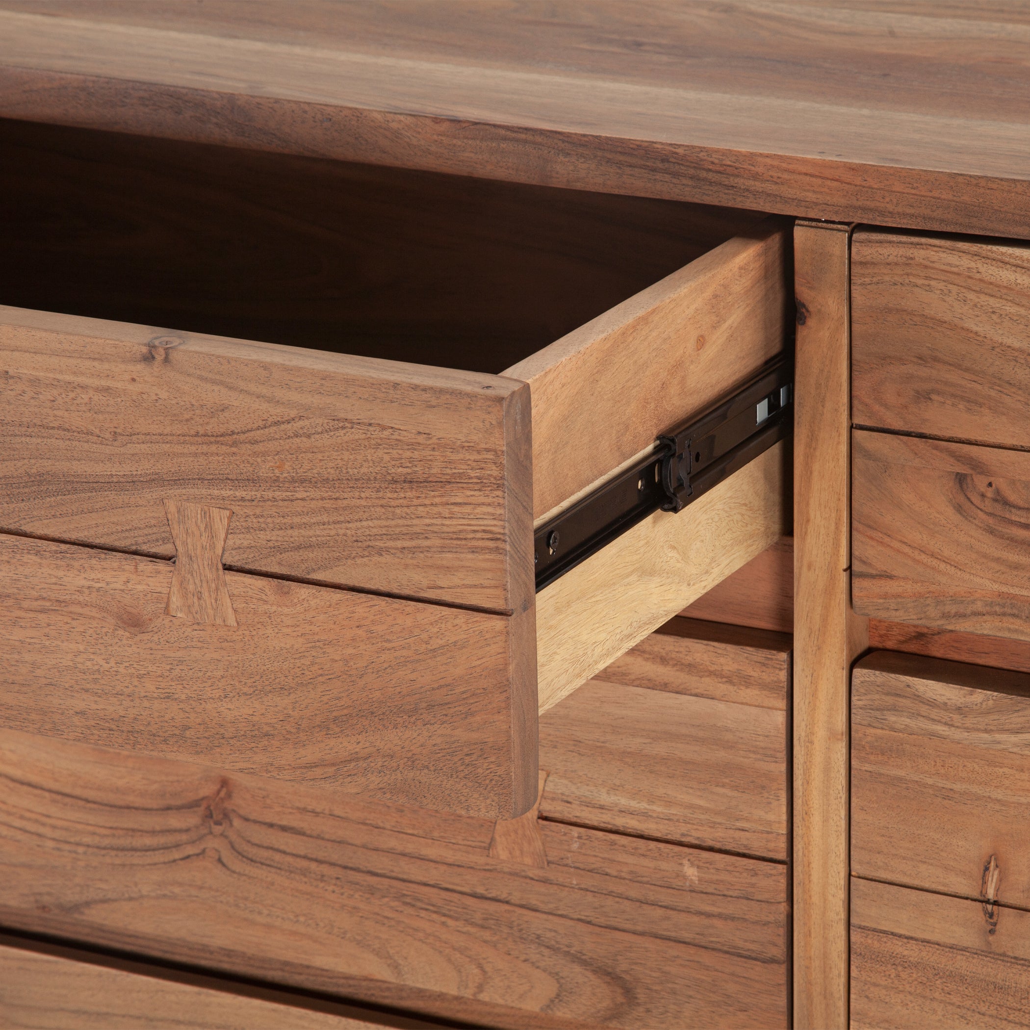 58" Smoked Acacia Wood Dresser