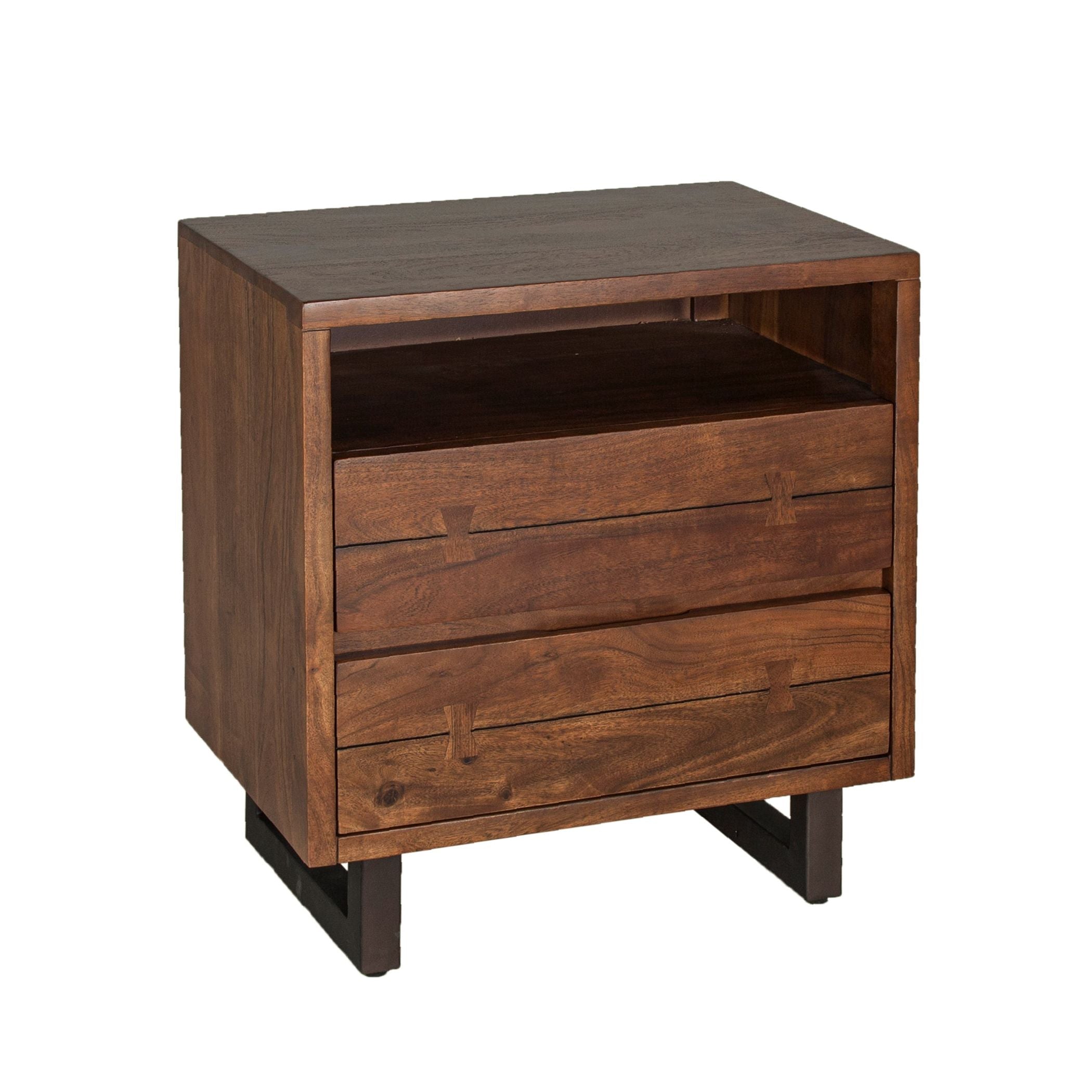 24" Walnut Wood Nightstand