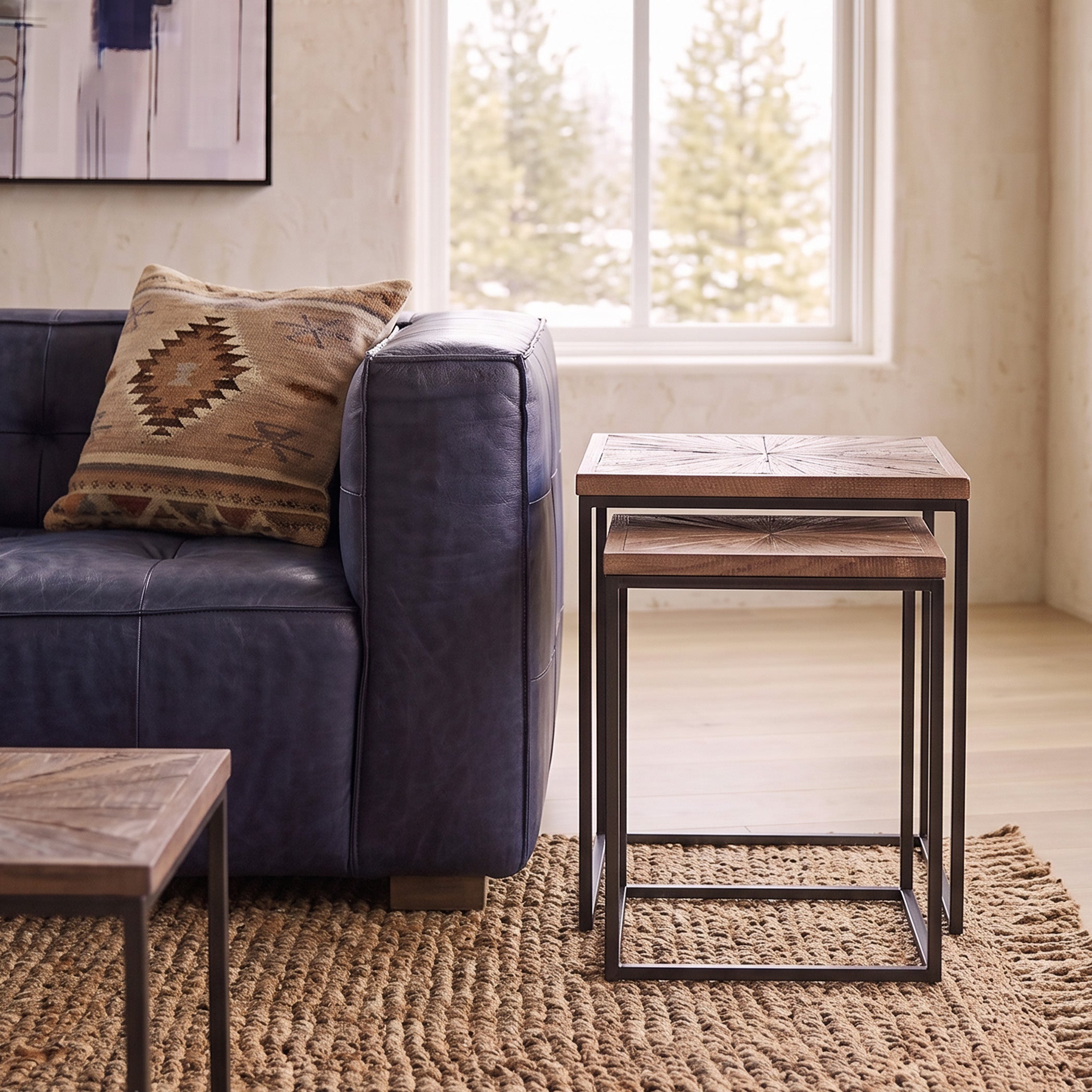 20" Sunburst Brownstone Iron Side Table