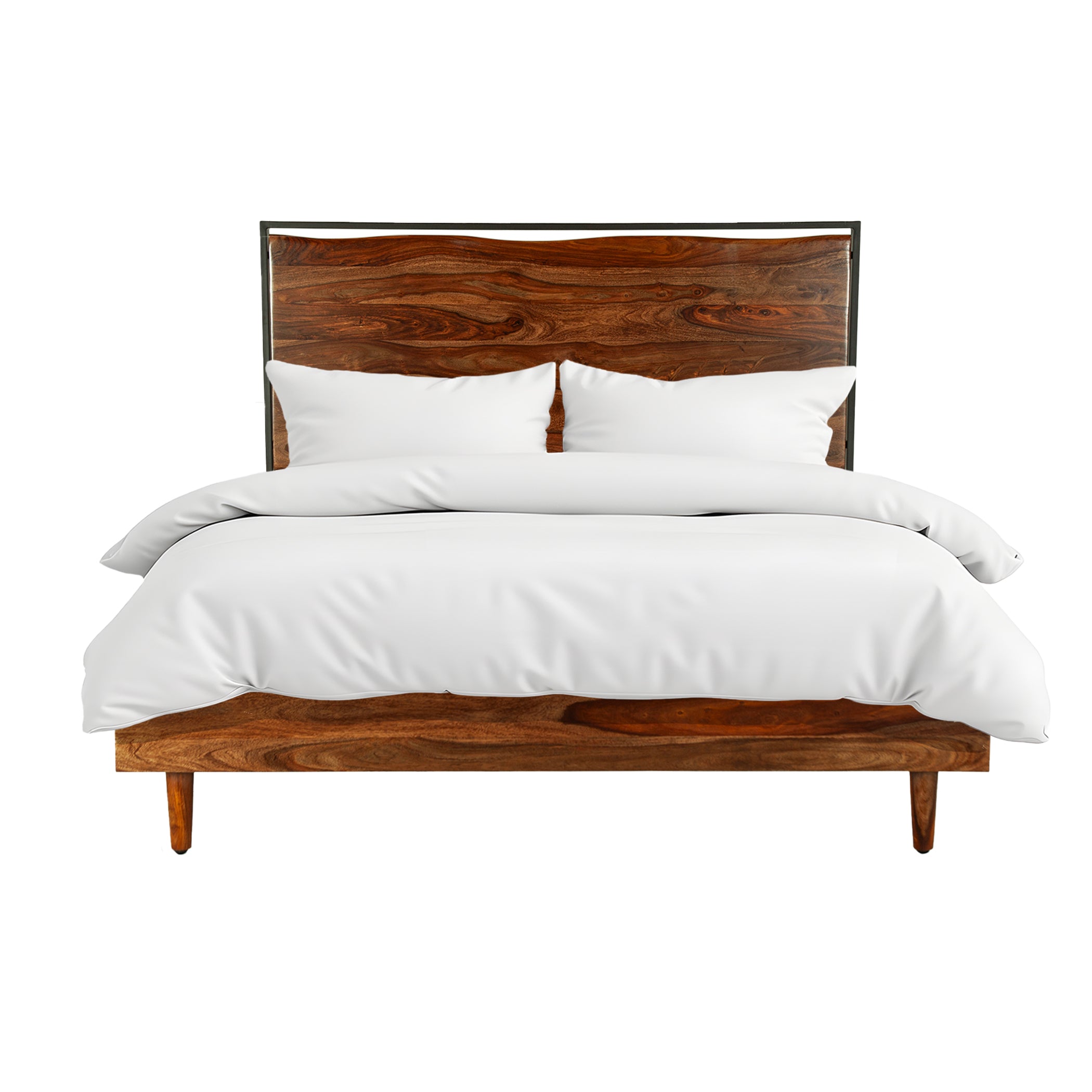 64" Natural Sheesham Wood Queen Size Bed
