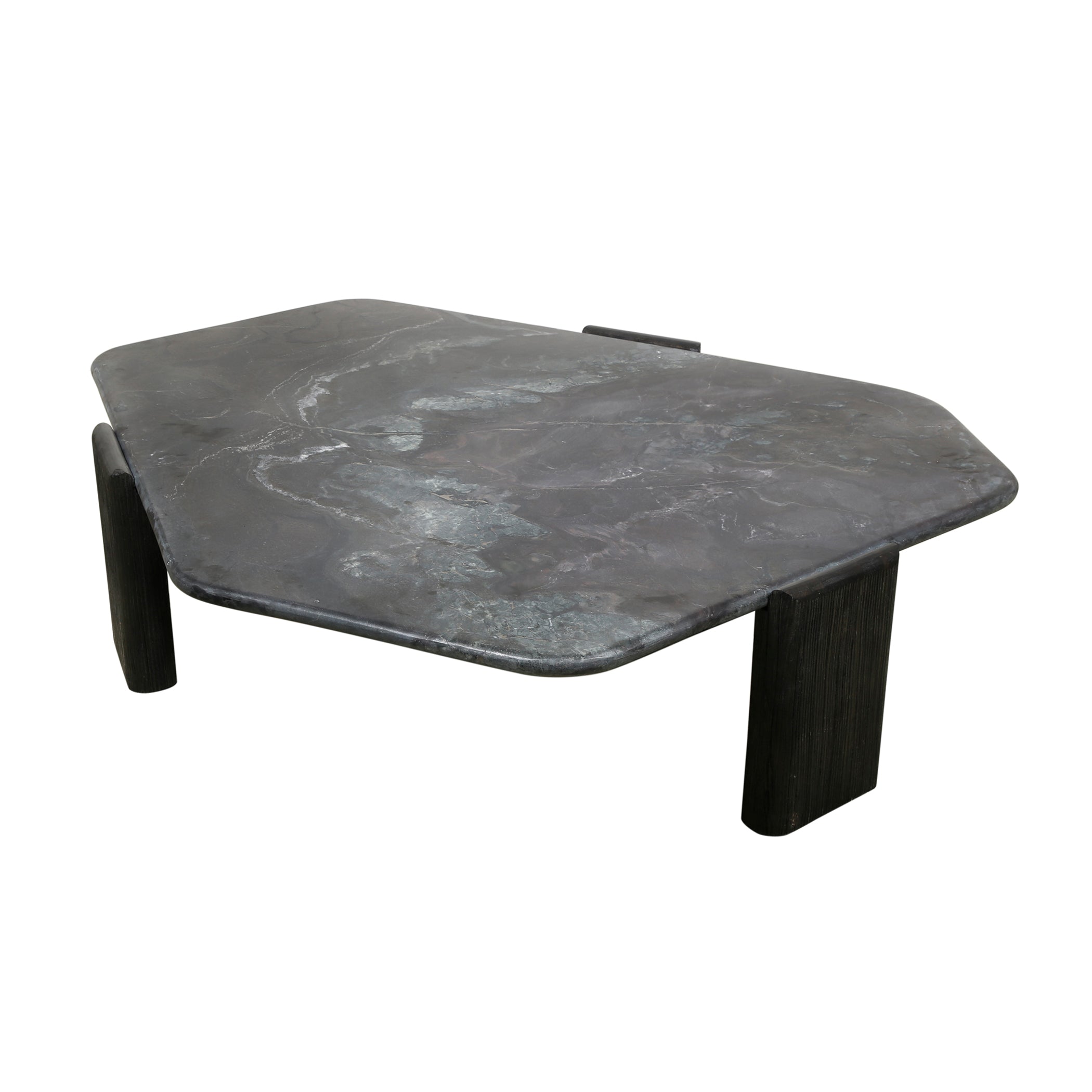 64" Lava Marble and Dark Mango Wood Coffee Table