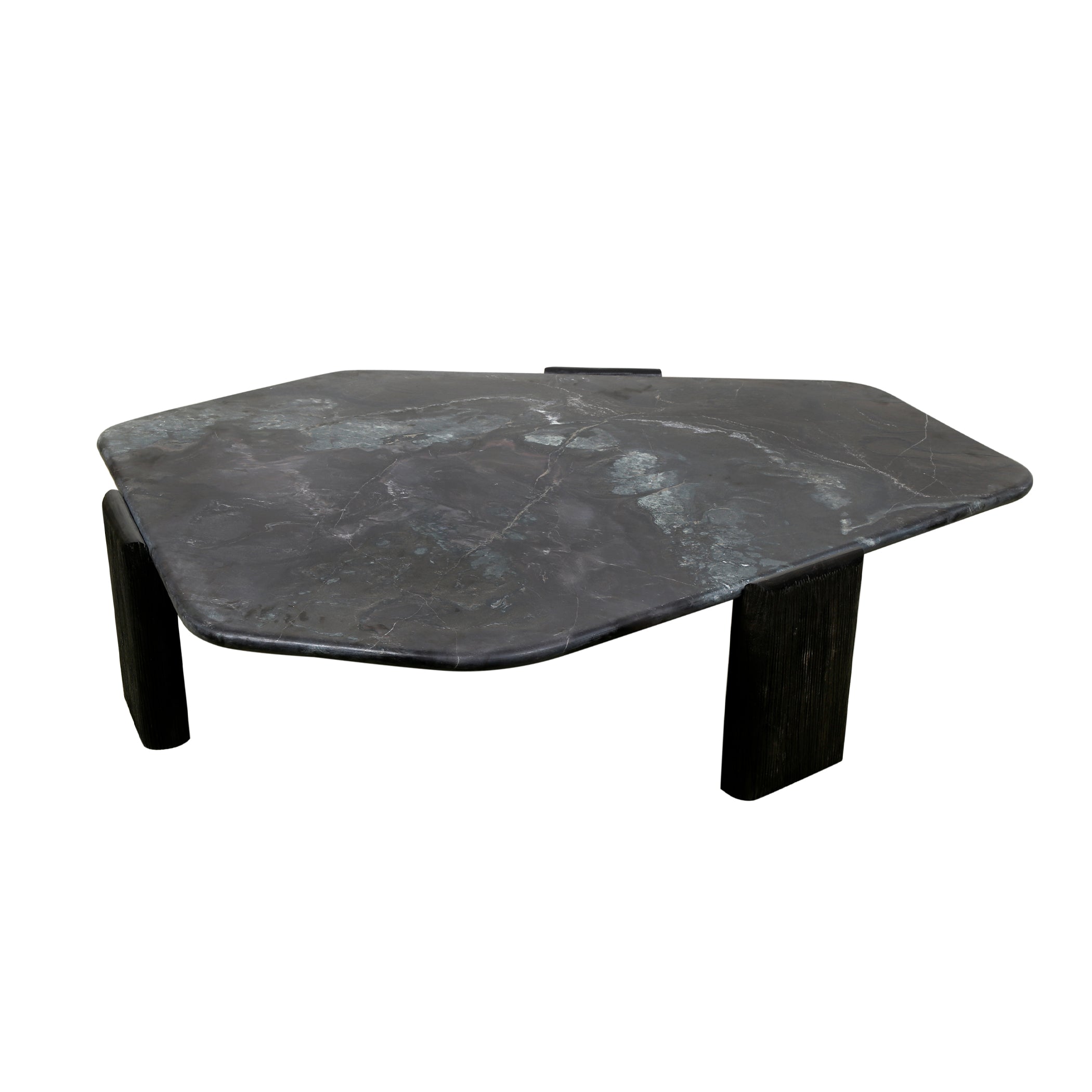 64" Lava Marble and Dark Mango Wood Coffee Table