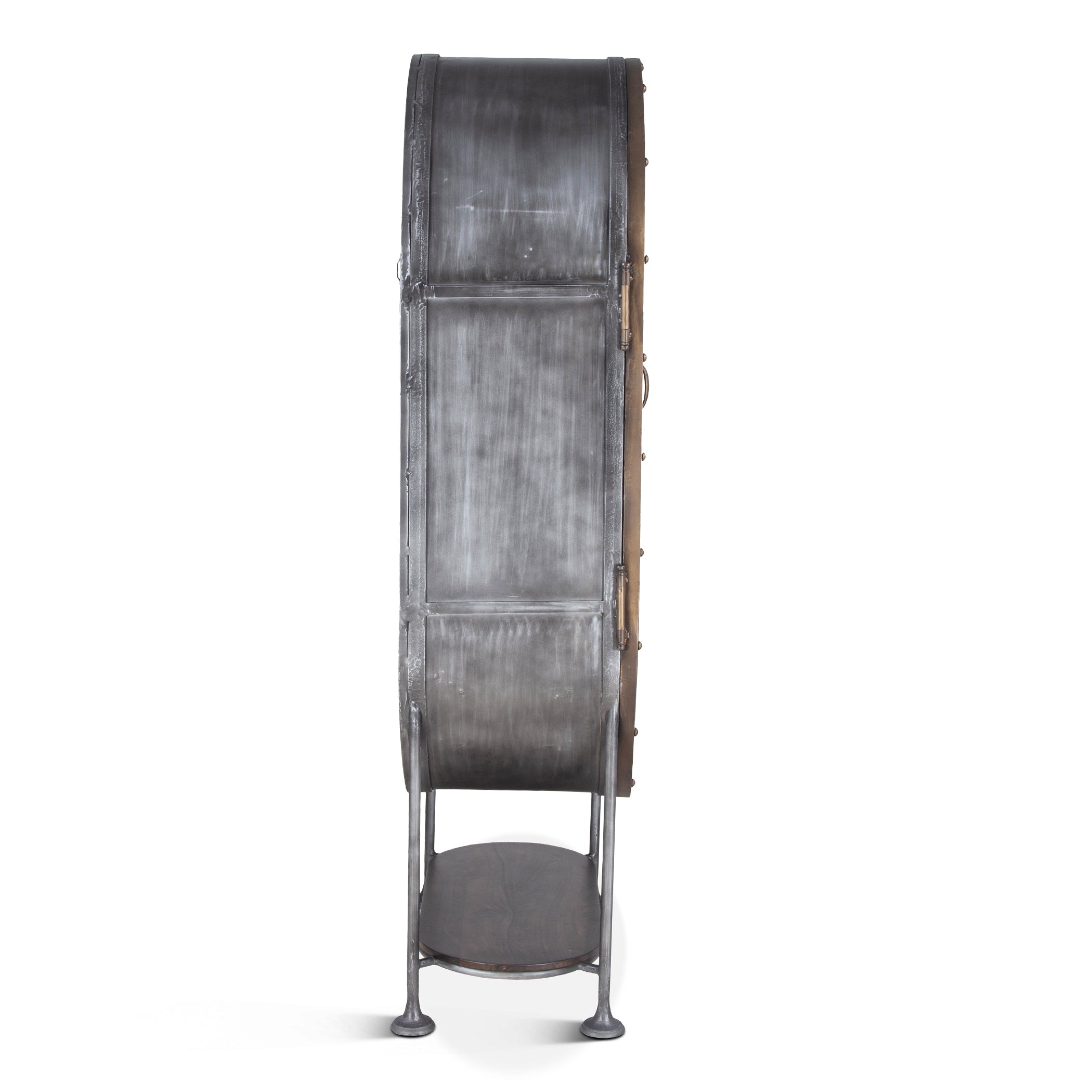 34" Dark Brown Oval Bar Cabinet