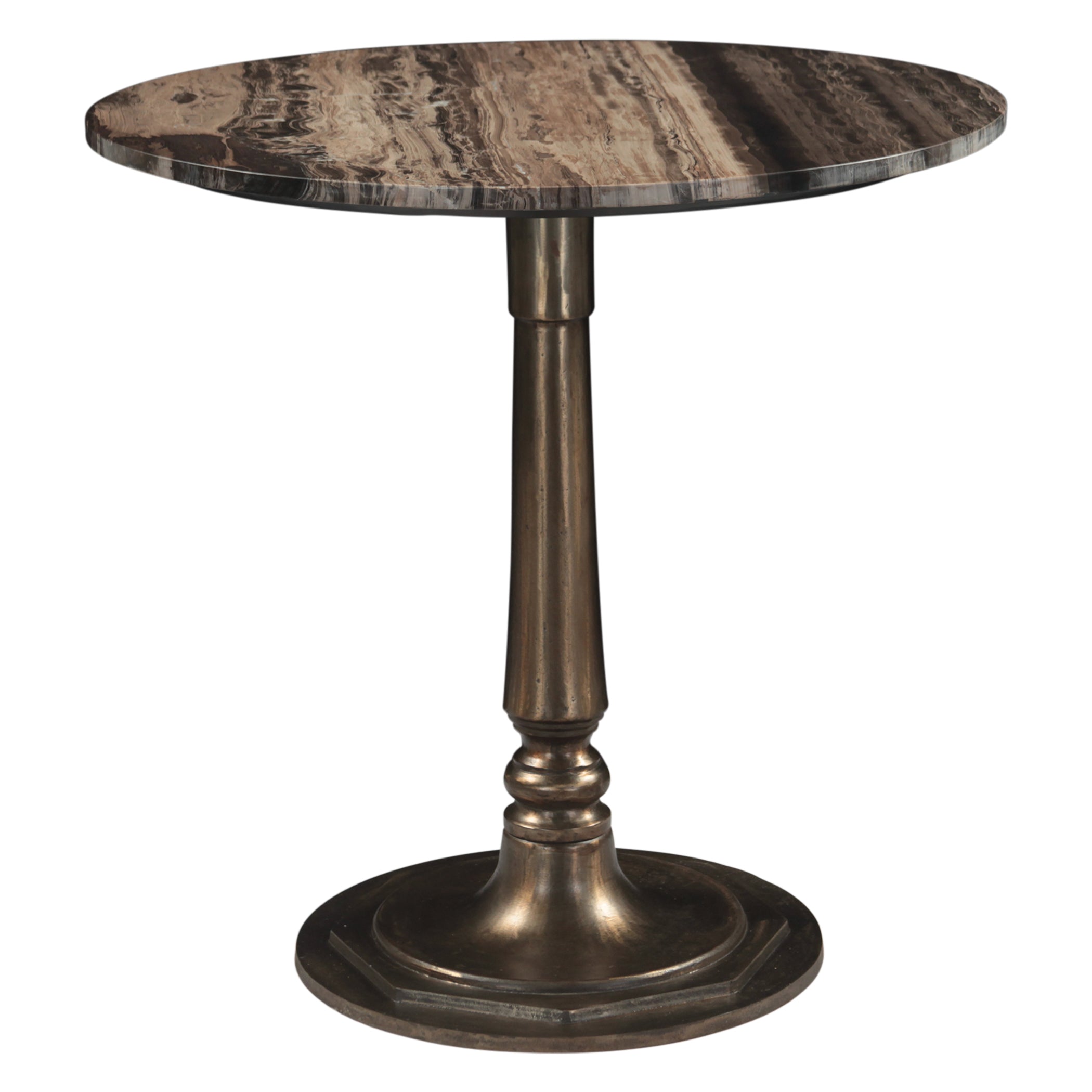 36" Cappuccino Marble and Antique Gold Gathering Table