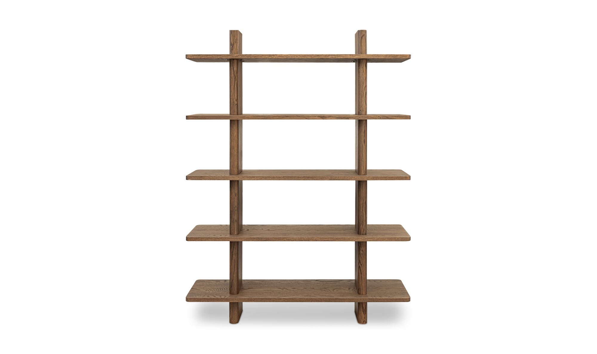 53" Dark Brown Solid Oak Large Bookcase