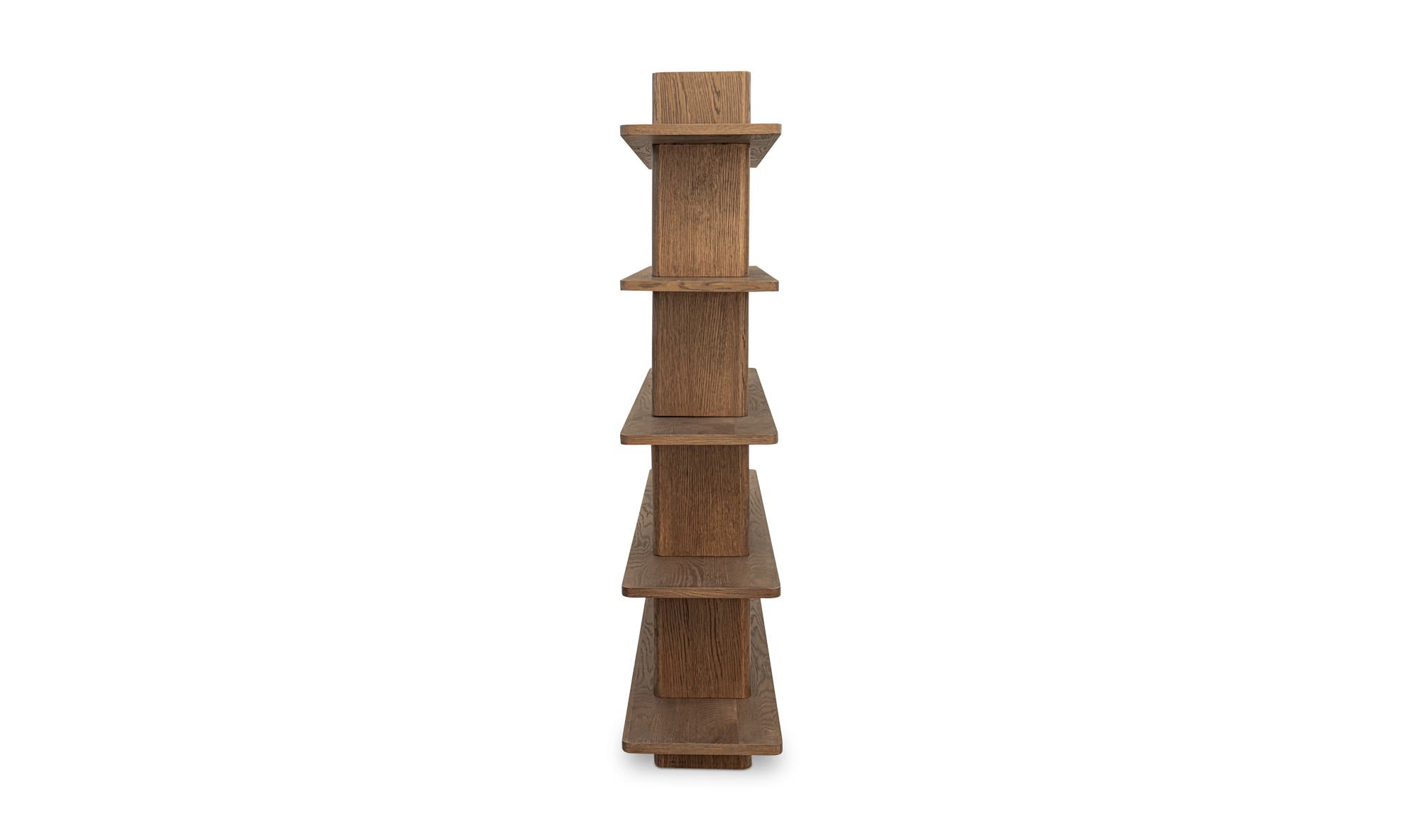 53" Dark Brown Solid Oak Large Bookcase