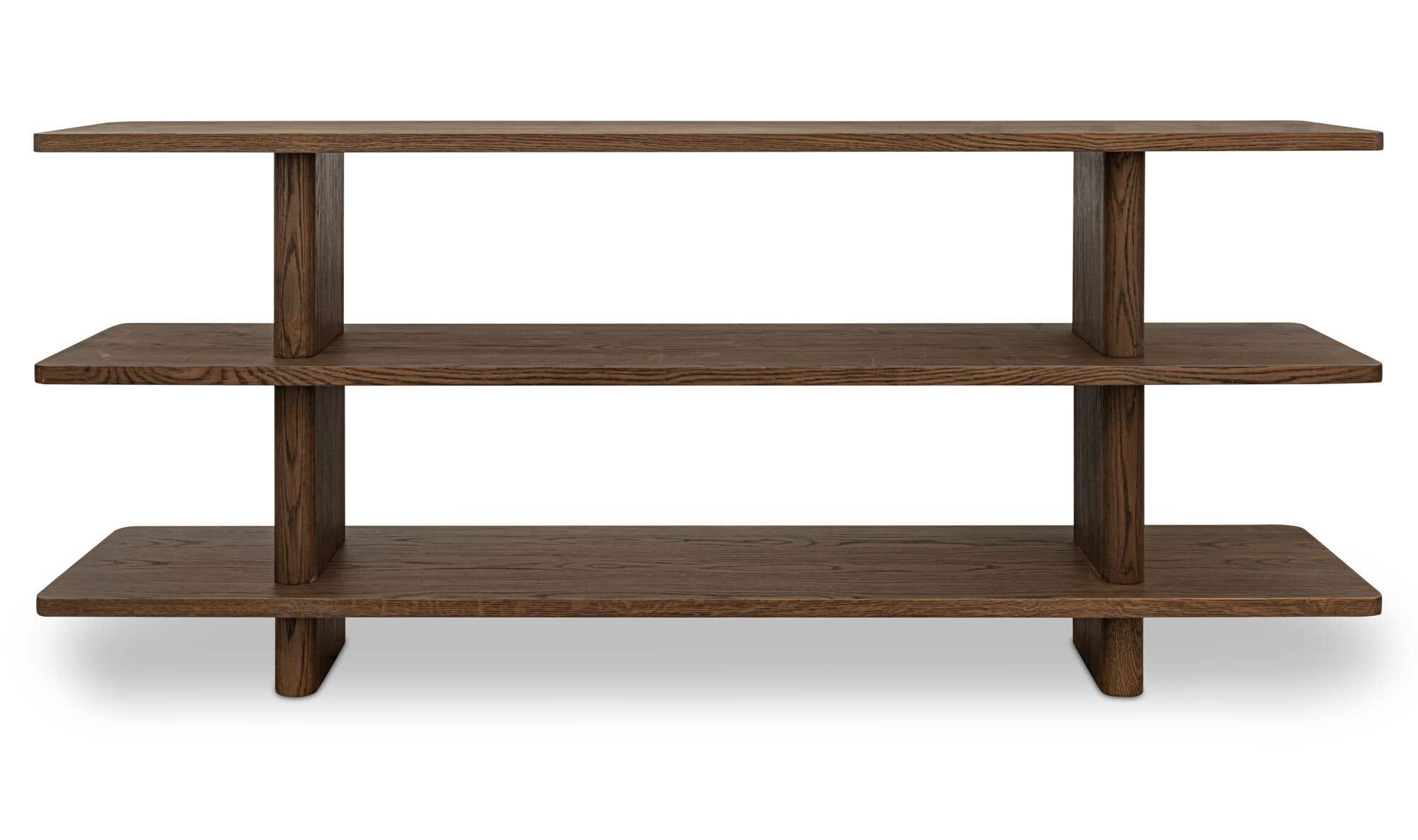 70" Dark Brown Solid Oak Small Bookcase
