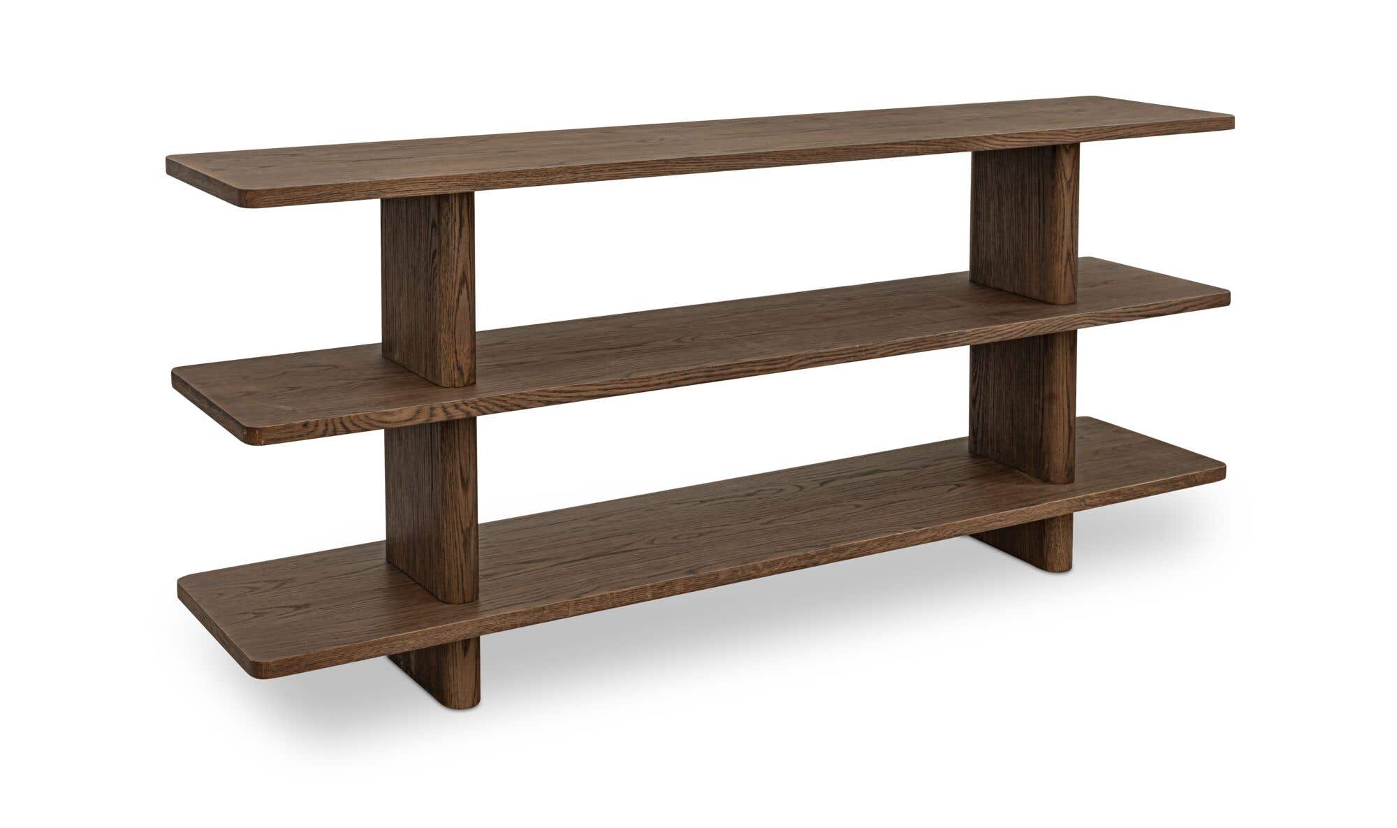 70" Dark Brown Solid Oak Small Bookcase