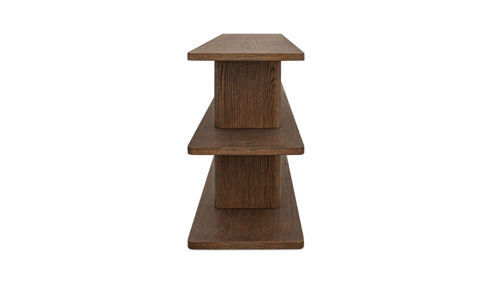 70" Dark Brown Solid Oak Small Bookcase