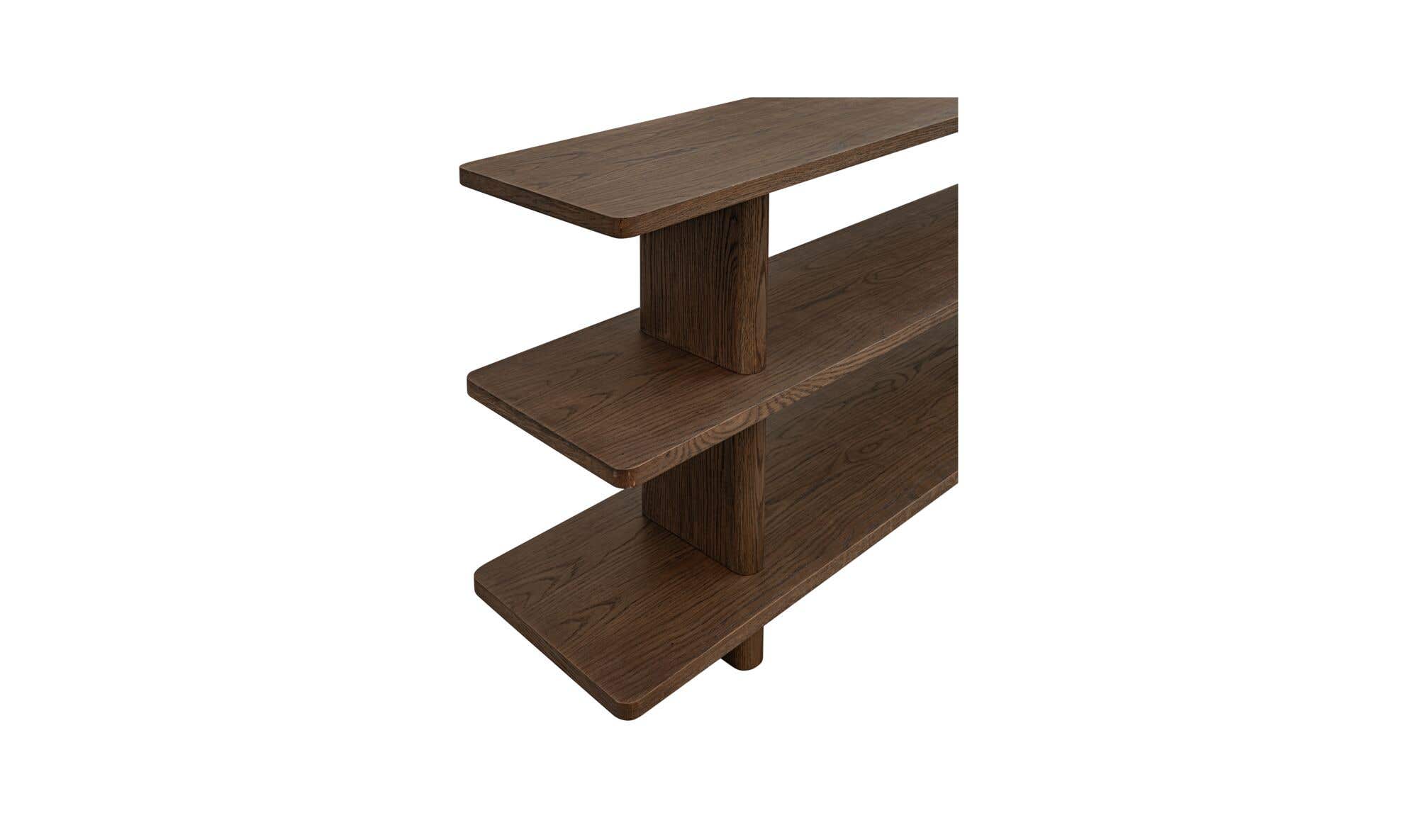 70" Dark Brown Solid Oak Small Bookcase