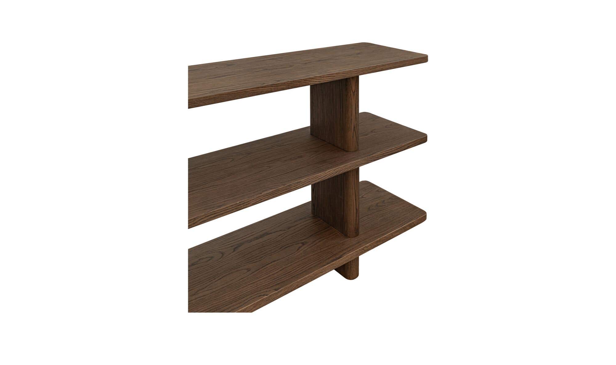 70" Dark Brown Solid Oak Small Bookcase