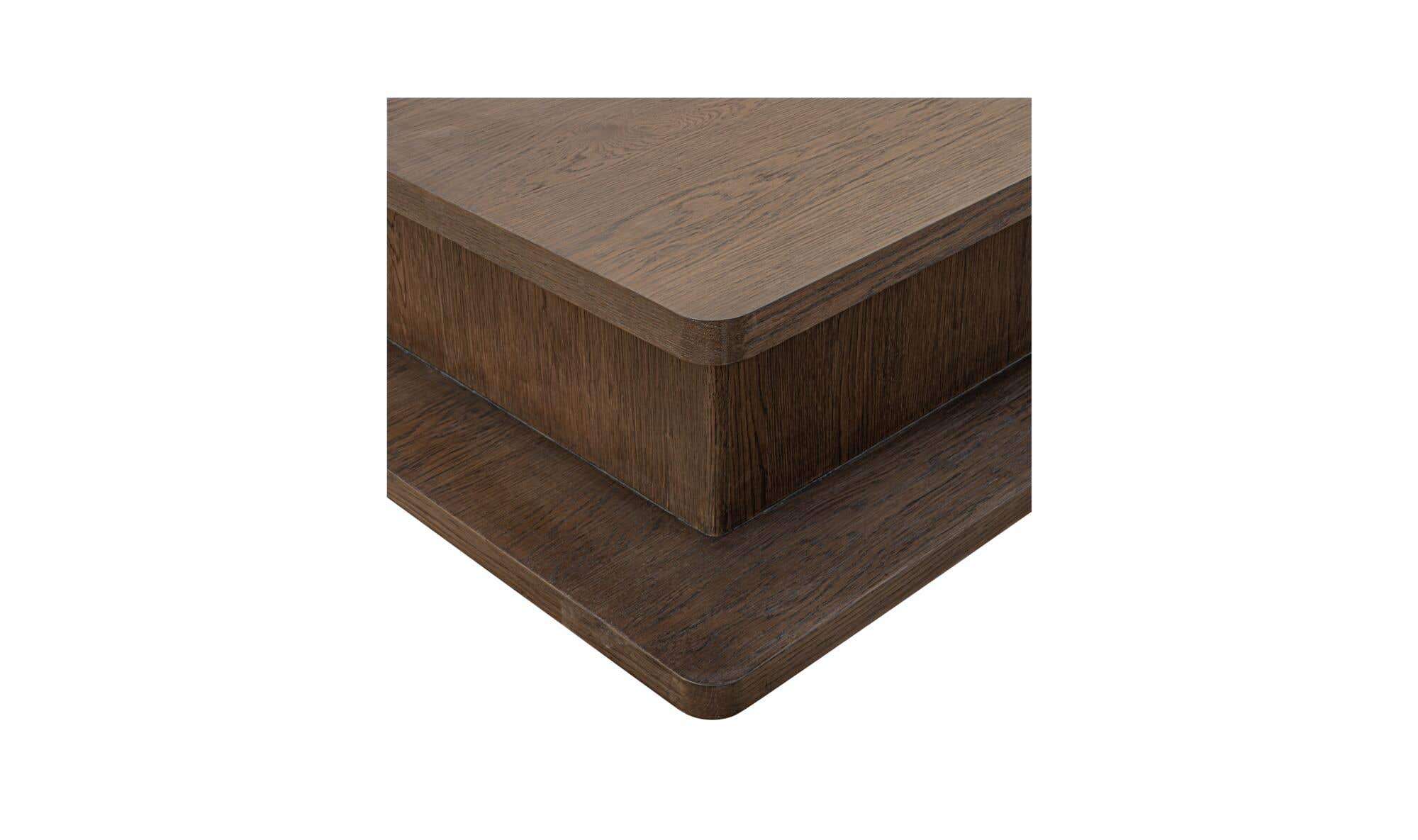 64" Dark Brown Solid Oak Large Coffee Table