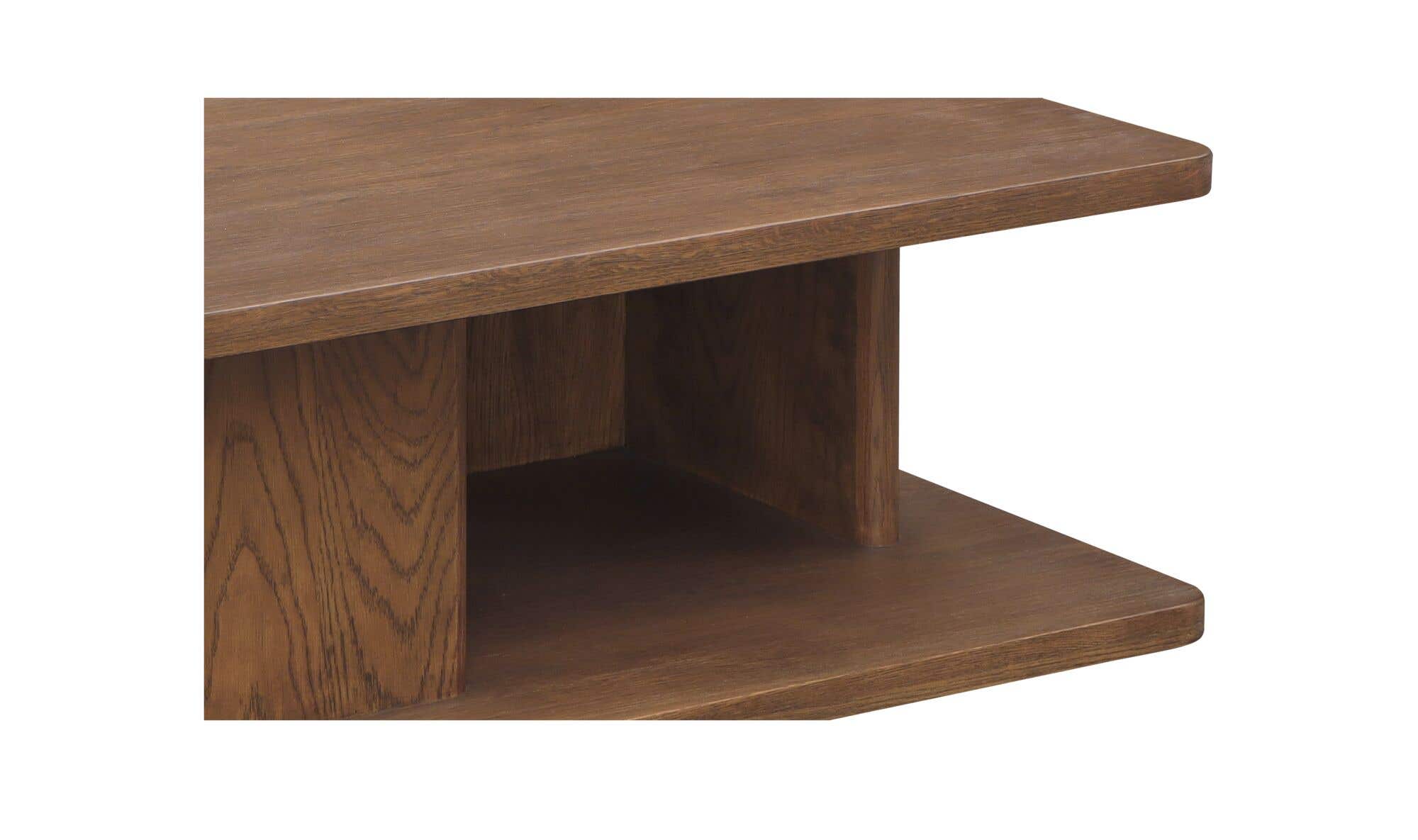 40" Dark Brown Solid Oak Small Coffee Table