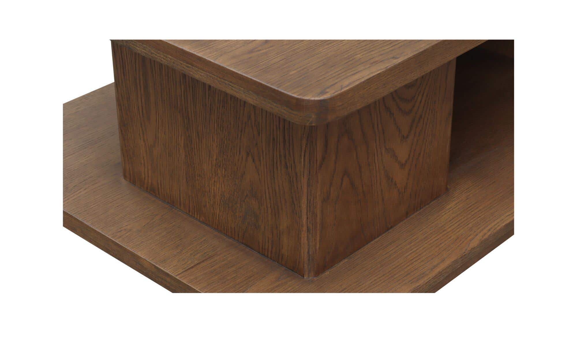40" Dark Brown Solid Oak Small Coffee Table